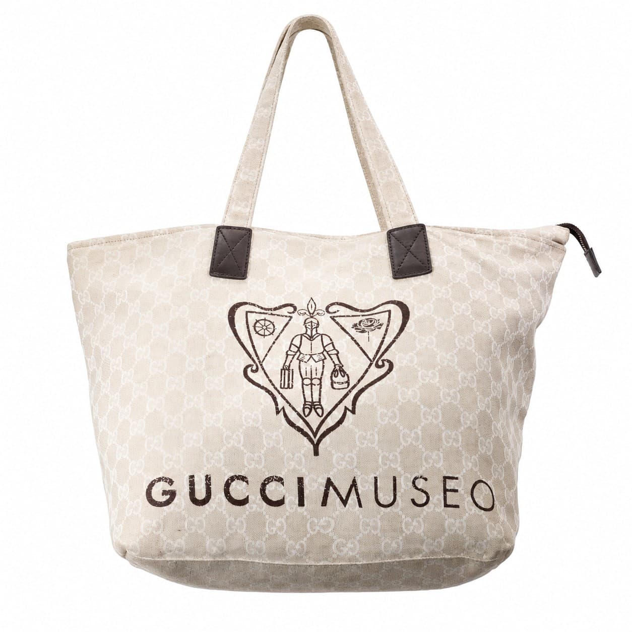 Gucci Museo GG Canvas Tote Bag Handbag Purse Shoulder Bag Beige Brown