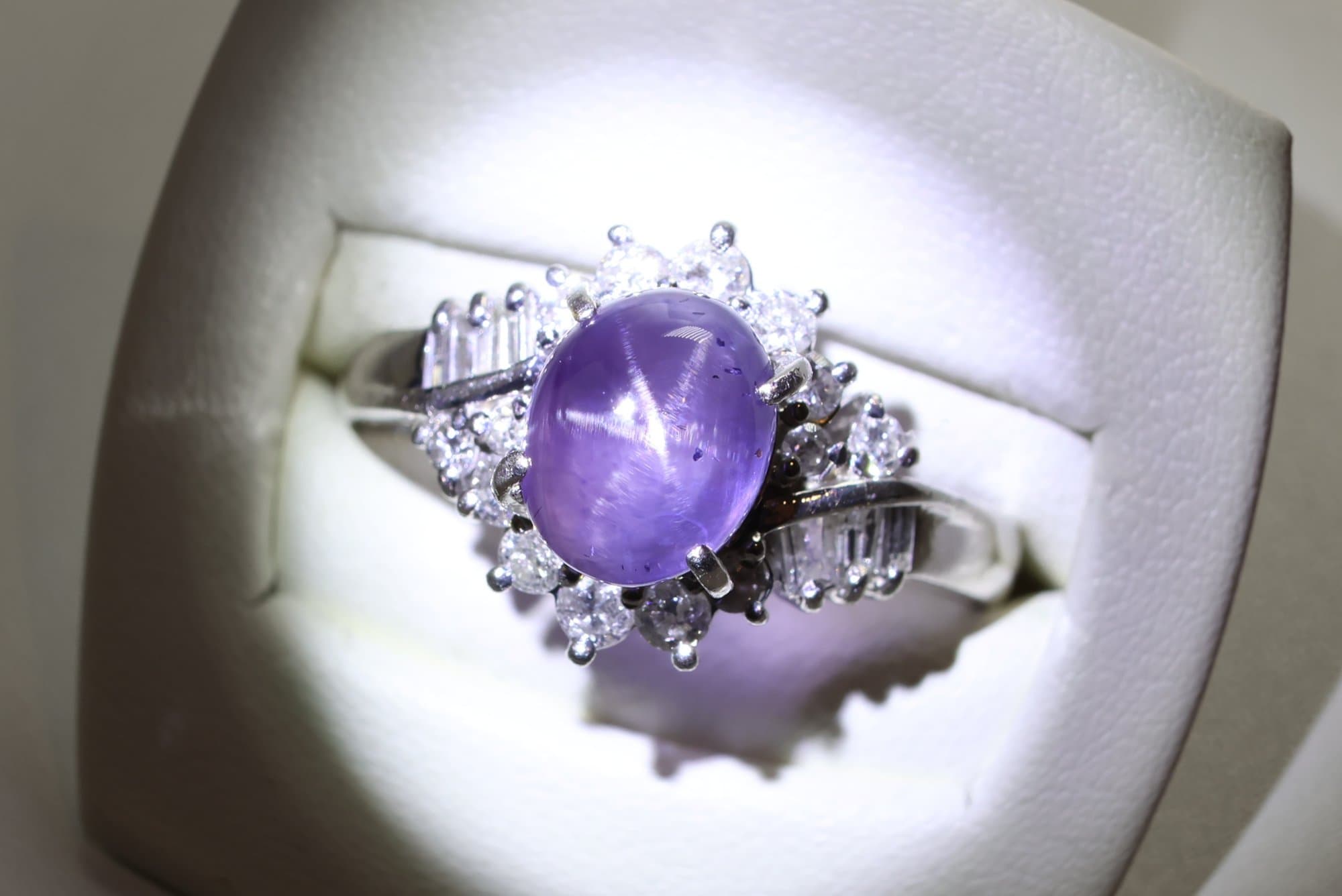 Platinum, Natural Unheated Color Change Star Sapphire & Diamond Ring 2.40ctw, Gemstone Diamonds Jewelry