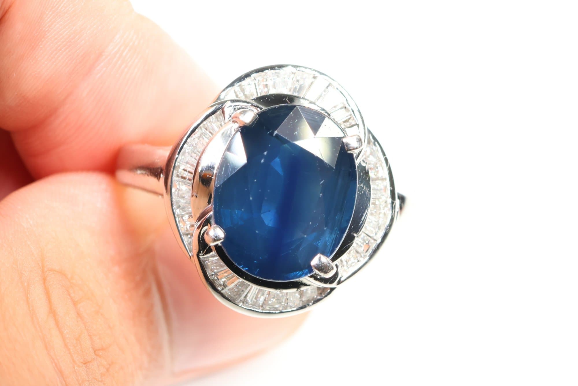 Platinum, Natural Sapphire & Diamond Ring 2.48ctw, Gemstone Jewelry Diamonds