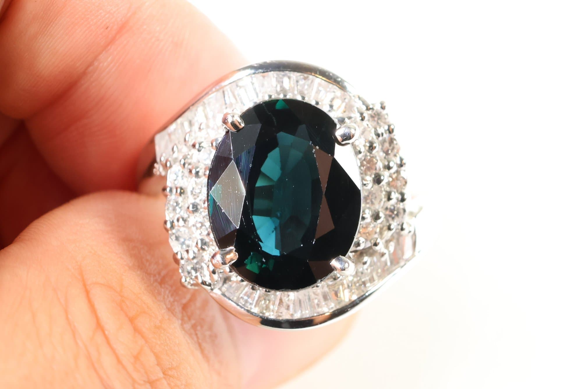 Platinum, Natural Sapphire & Diamond Ring 2.60ctw, Gemstone Jewelry Diamonds