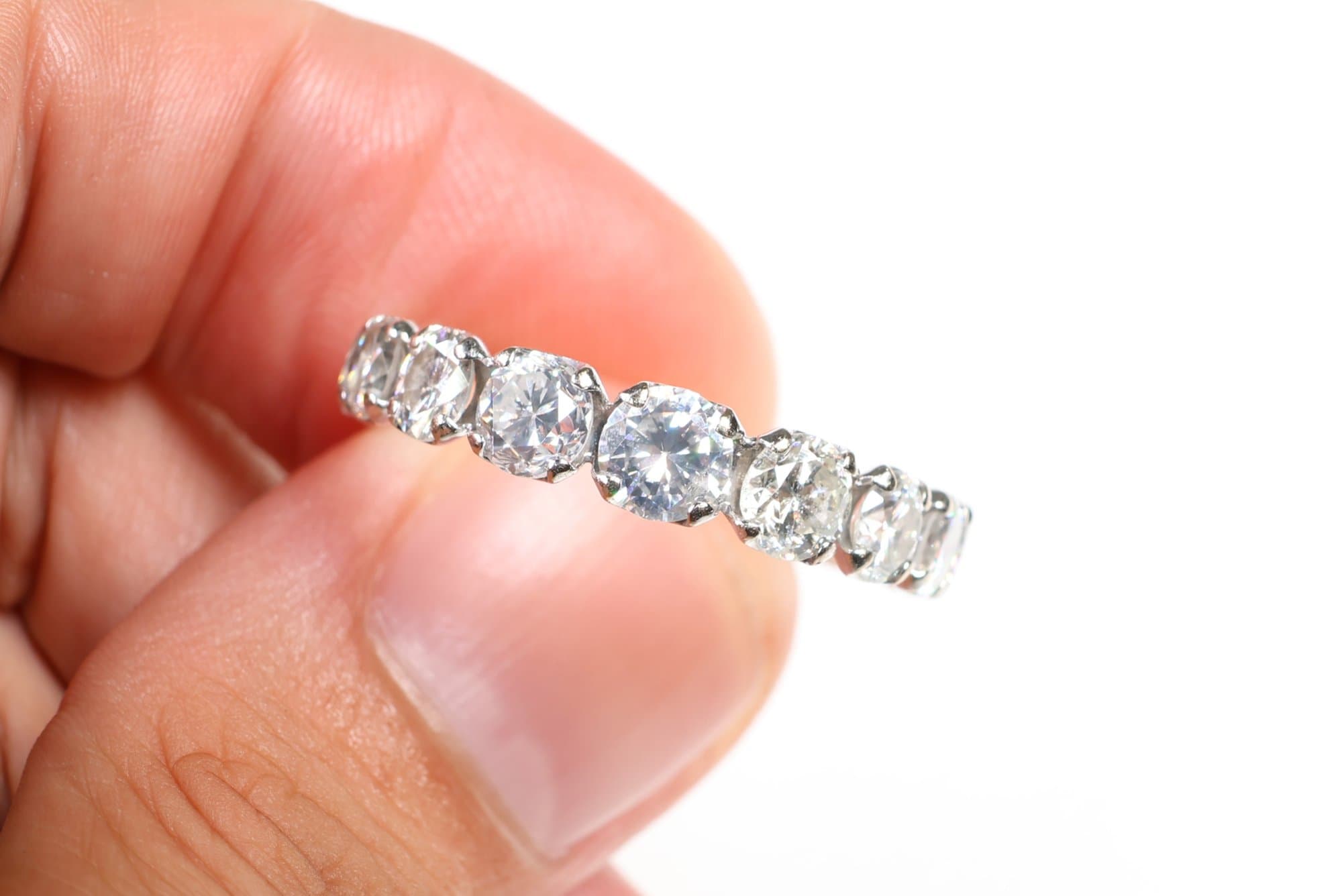 18k White Gold, Natural Diamond Band Ring 1.60ctw, Gemstone Jewelry Diamonds