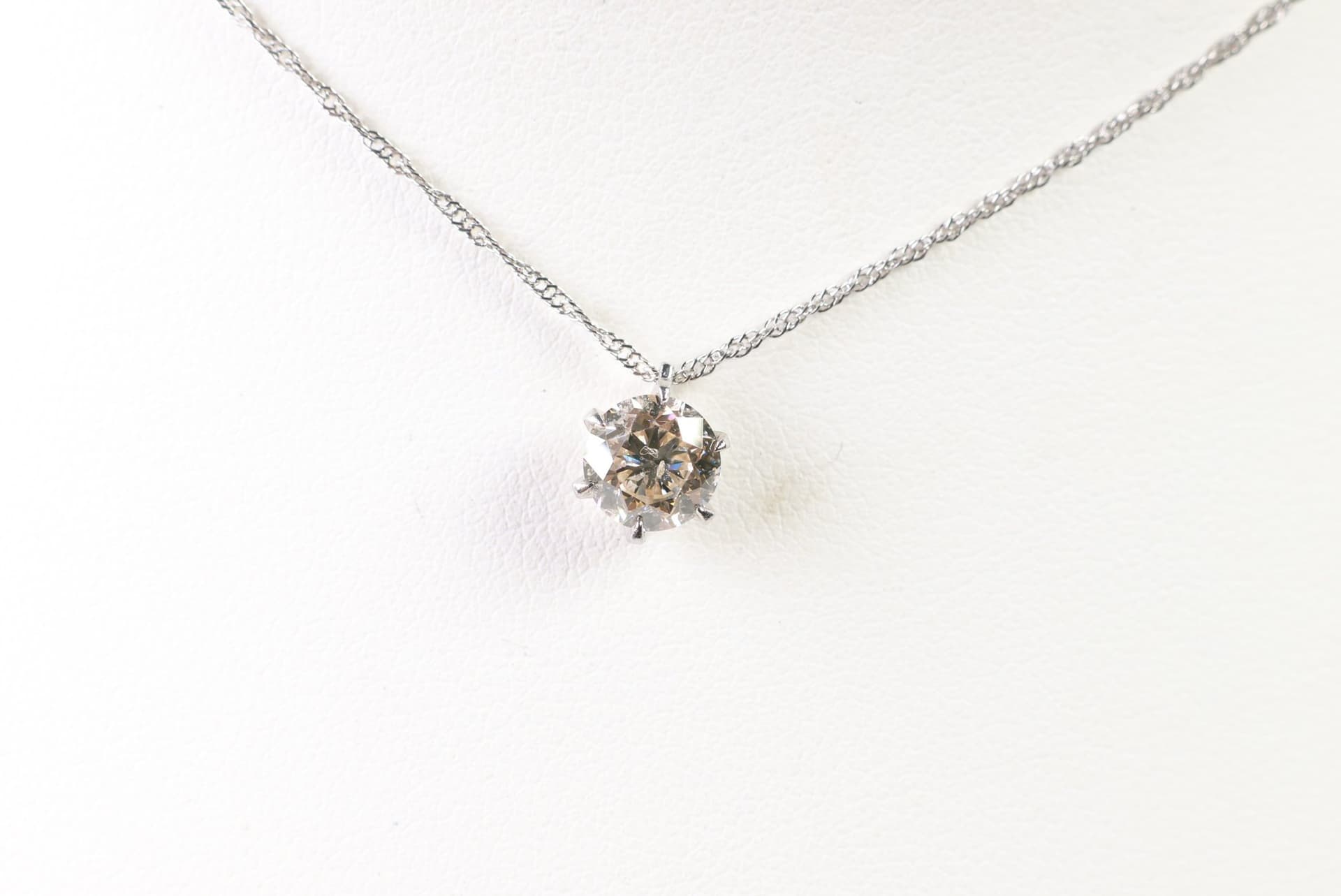 Platinum, Natural Diamond Pendant Necklace 1.105ct, Gemstone Jewelry Diamonds