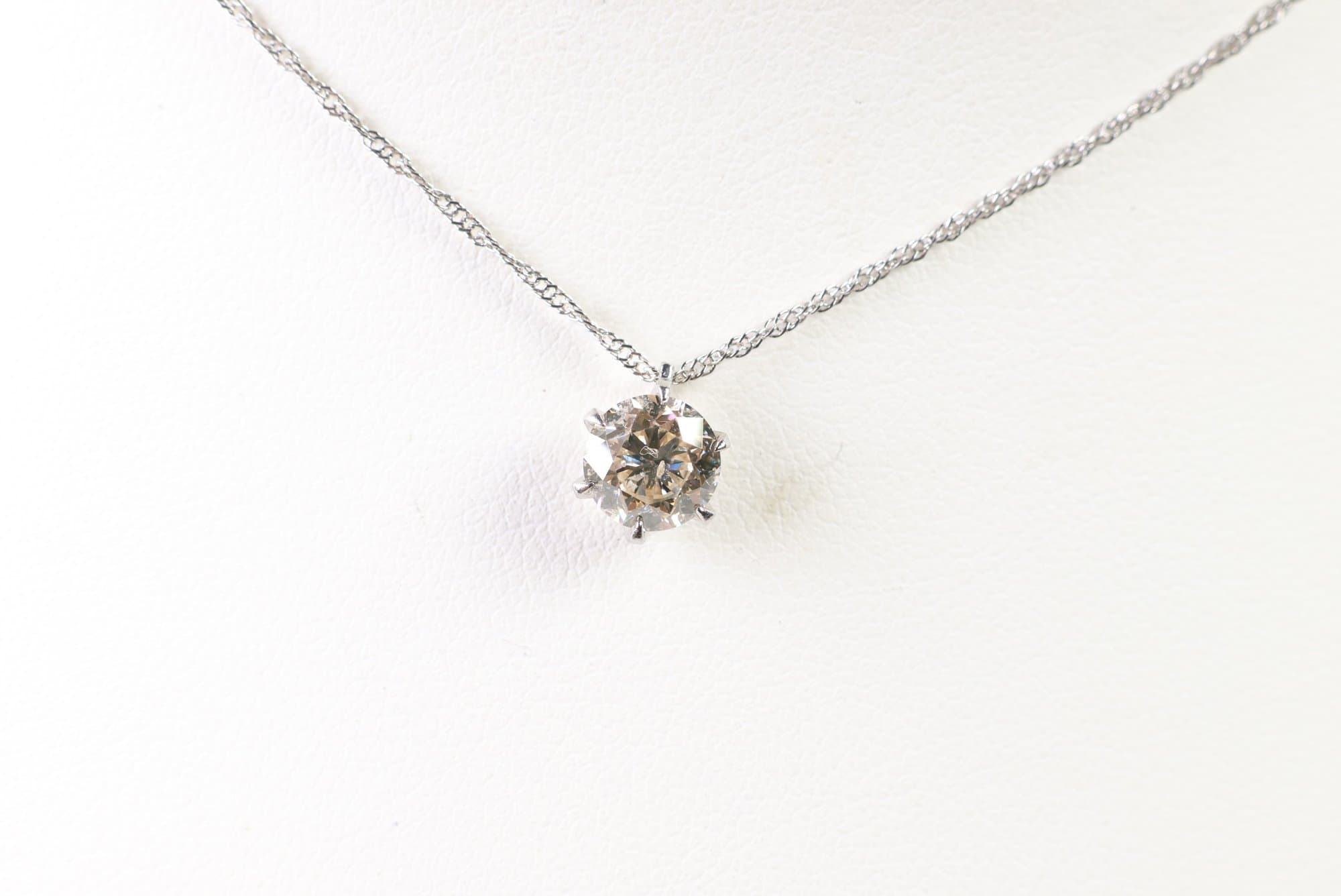 Platinum, Natural Diamond Pendant Necklace 1.105ct, Gemstone Jewelry Diamonds
