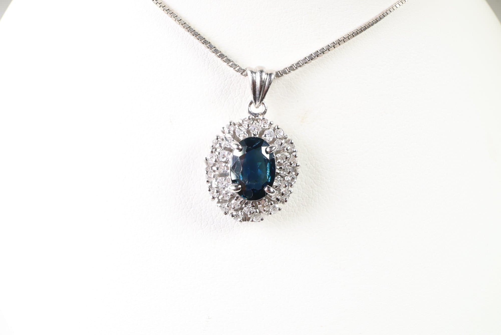 Platinum, Natural Sapphire & Diamond Pendant 1.18ctw, Diamonds Jewelry Gemstones
