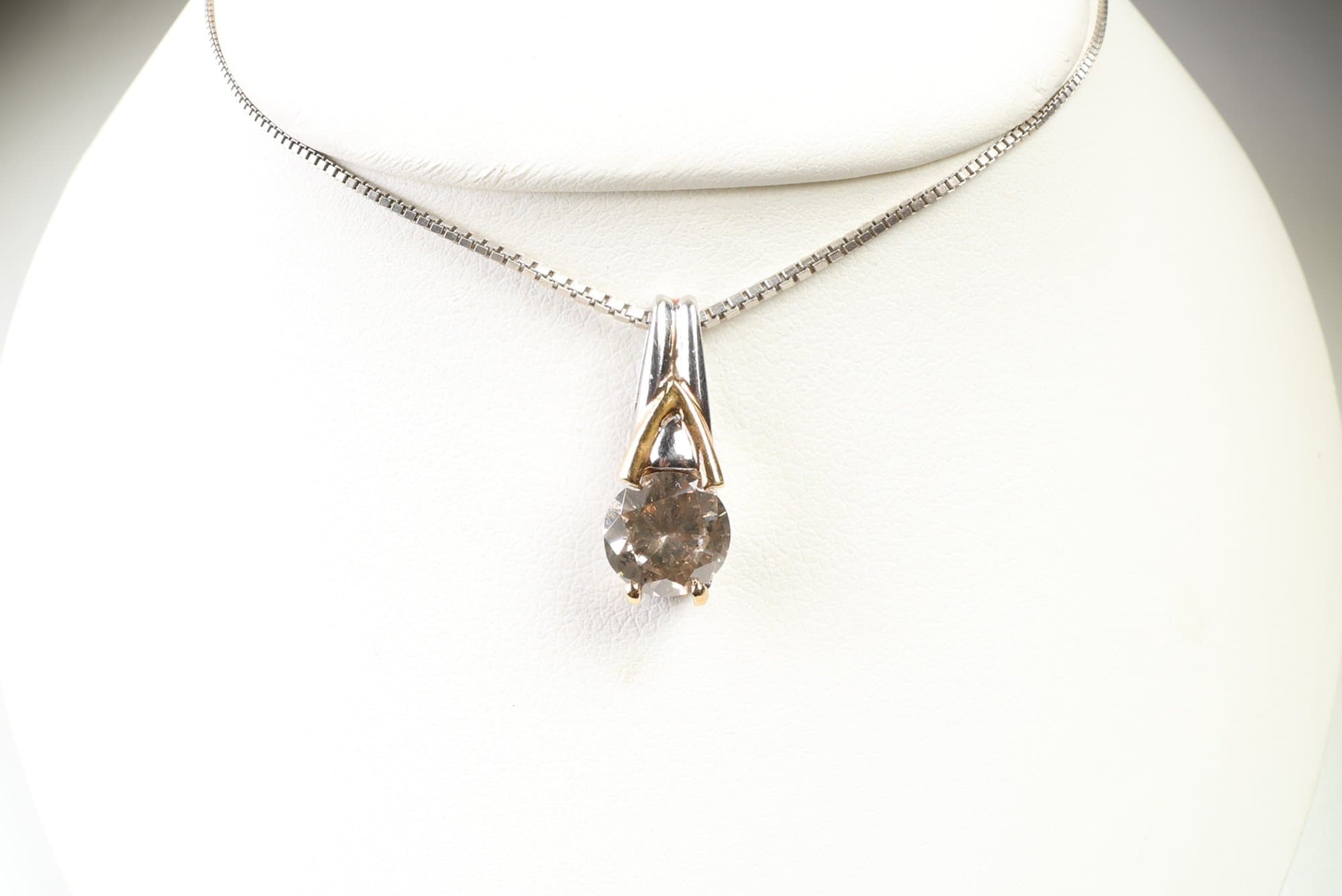Platinum & 18k Gold, Natural Diamond Pendant 1.04ct, Gemstone Jewelry Diamonds