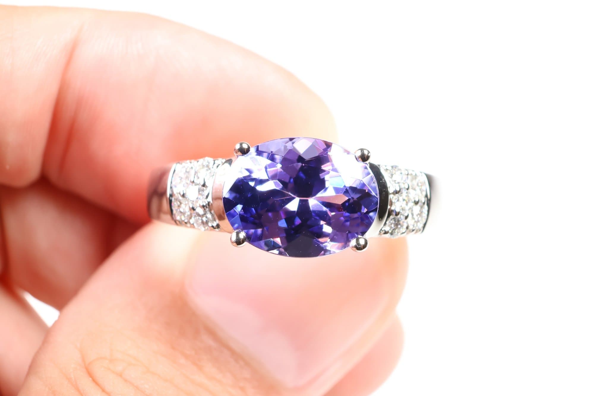 Platinum, Natural Tanzanite & Diamond Ring 1.12ctw, Gemstones Jewelry Diamonds