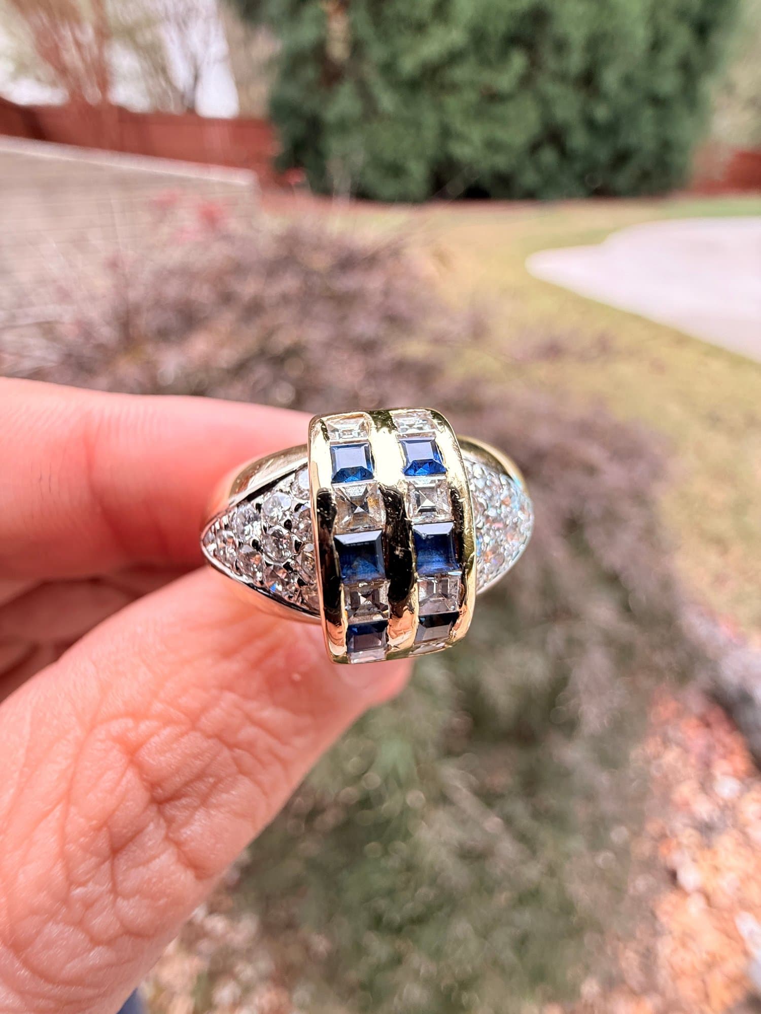18k Yellow Gold, Natural Sapphire & Diamond Ring 1.75ctw, 11.1 Grams Gemstone Jewelry Diamonds