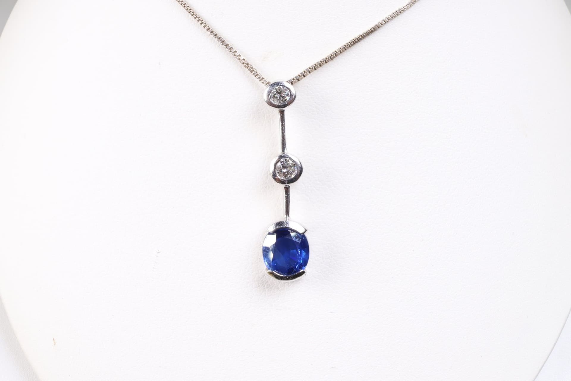 Platinum, Natural Sapphire & Diamond Pendant 1.34ctw, 2.61 Grams Jewelry Gemstone Diamonds