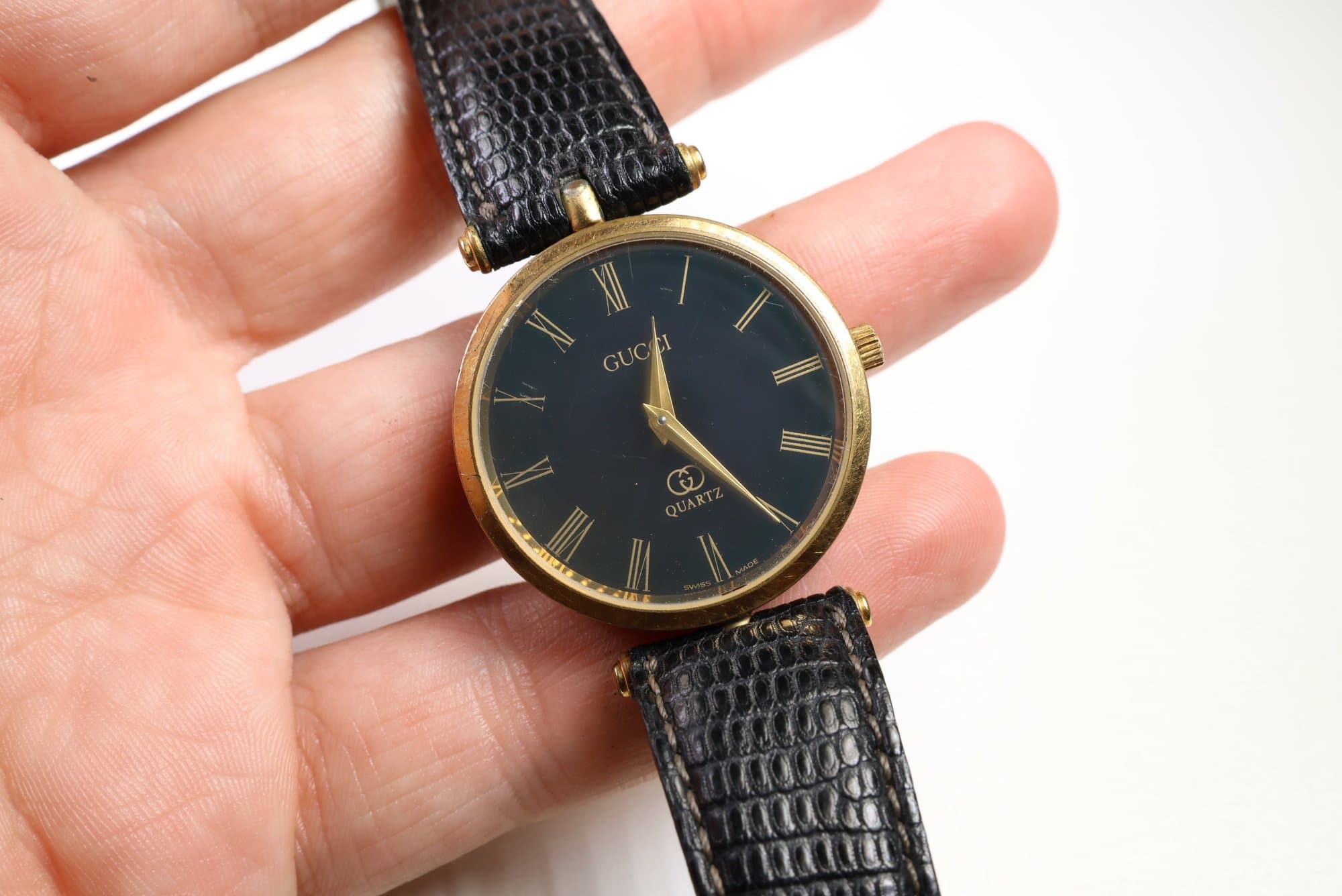 Gucci Quartz Black Dial Gold-Tone Watch