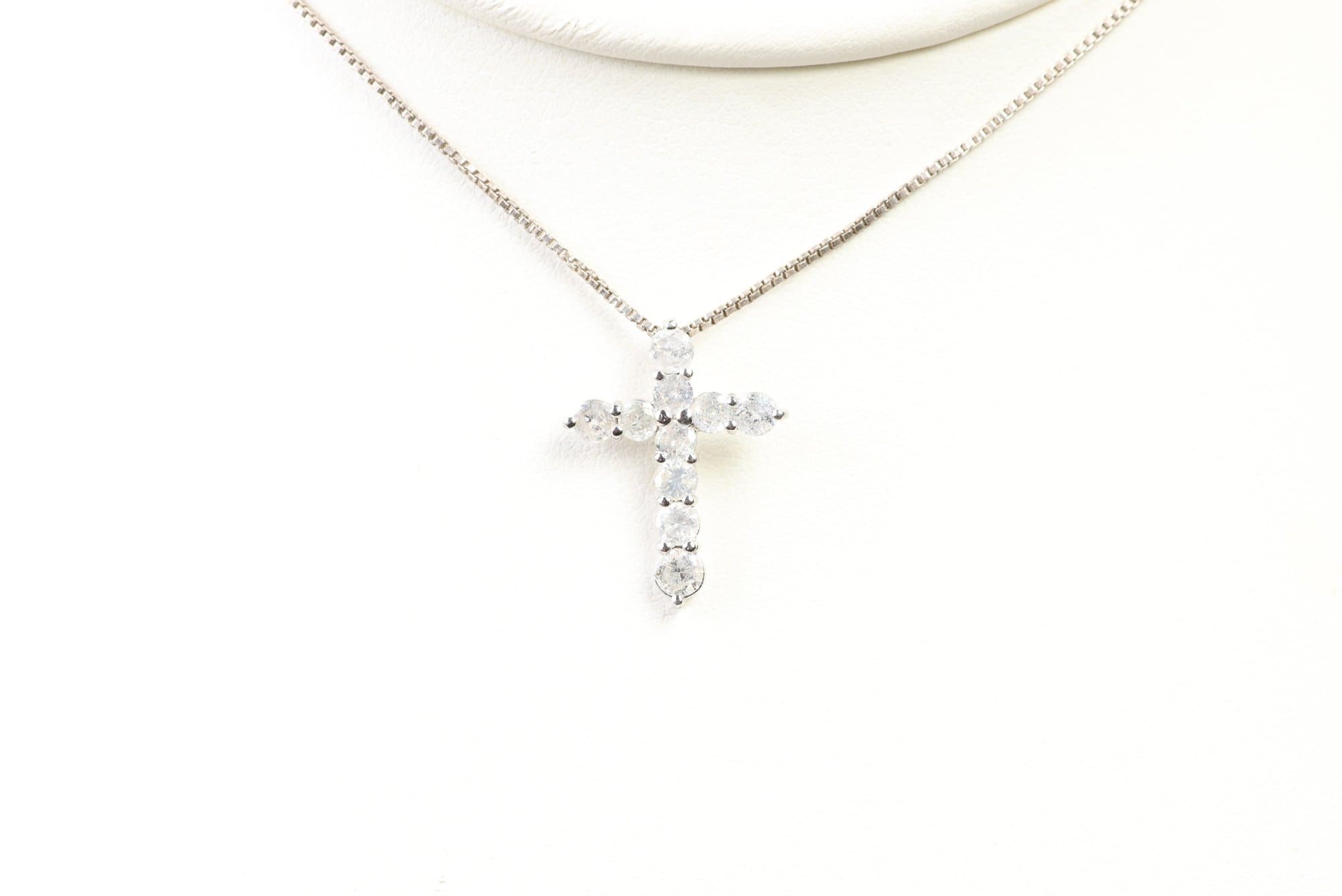 Platinum, Natural Diamond Cross Pendant 1.00ctw, Gemstone Jewelry Diamonds