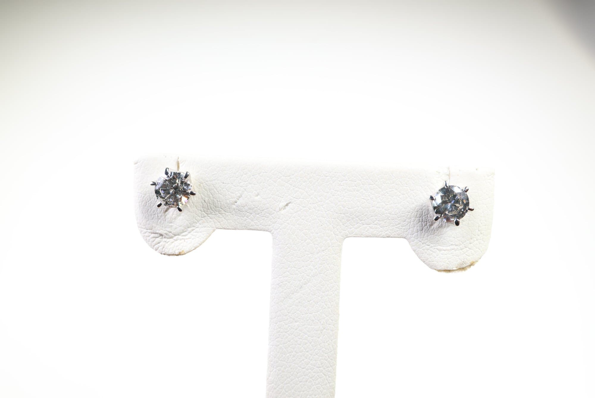 18k White Gold, Natural Diamond Stud Earrings 0.80ctw, Gemstone Jewelry Diamonds