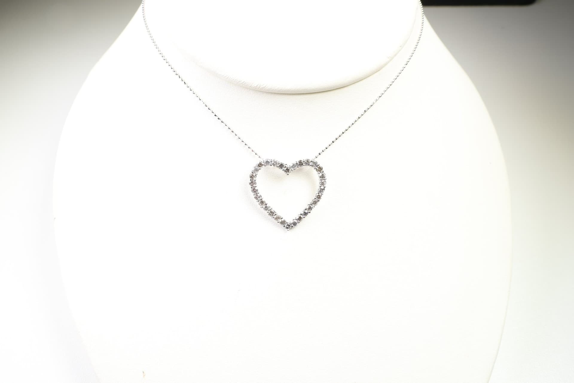 14k White Gold, Natural Diamond Heart Pendant Necklace 1.00ctw, Gemstone Jewelry Diamonds