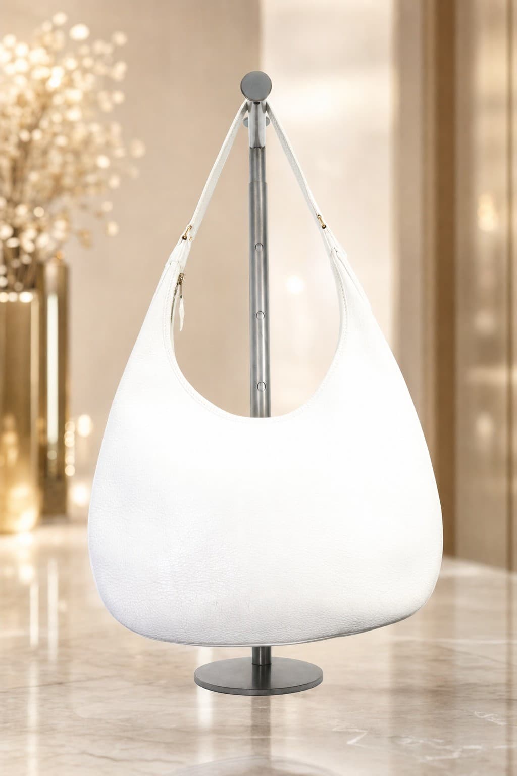 Hermes Clemence Gao White Leather Handbag Purse