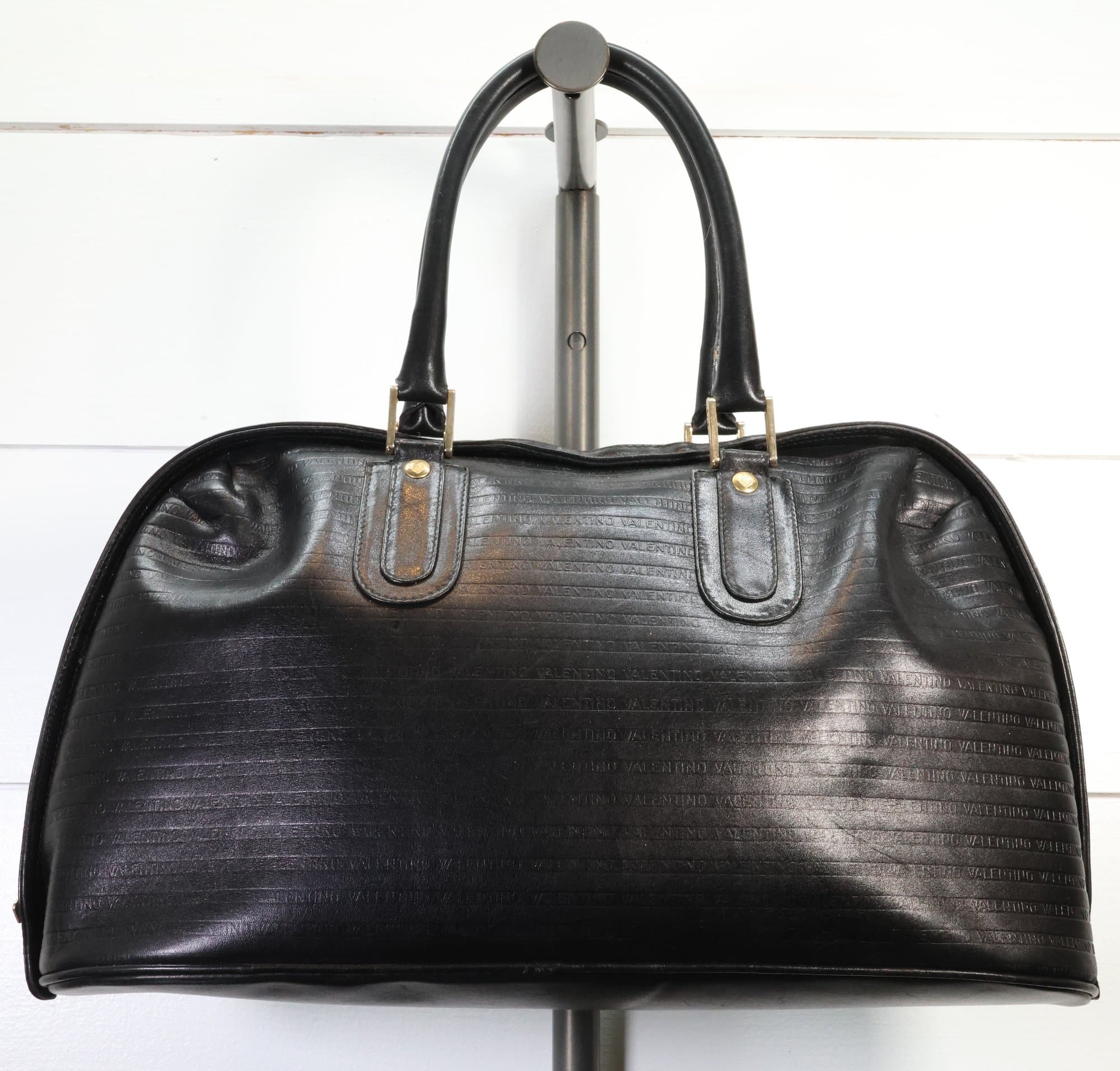 Mario Valentino Bravia Black Leather Dome Satchel Shoulder Bag Handbag Purse