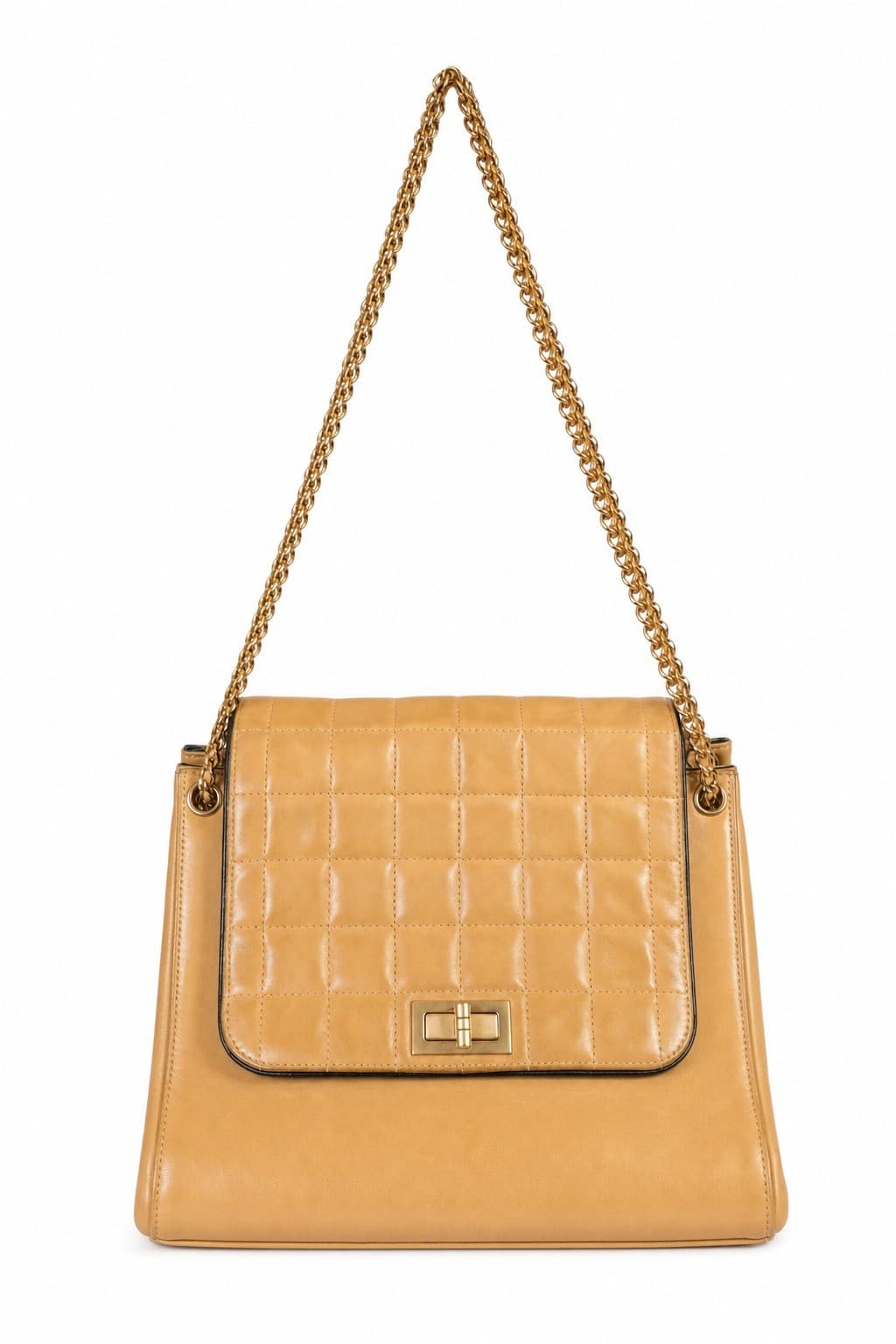 Chanel Chocolate Bar Accordion Flap Bag In Beige Lambskin Leather Purse