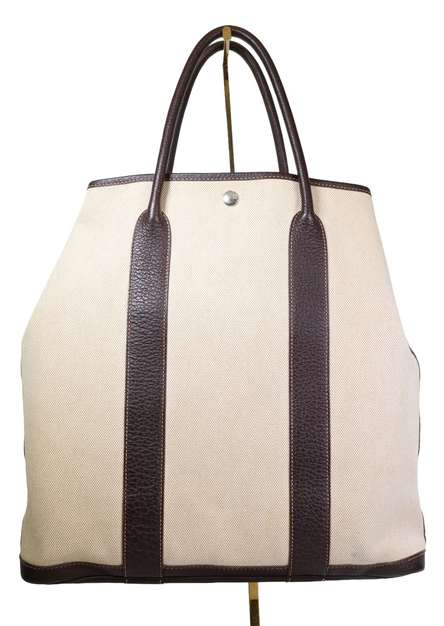 Hermes 2004 Toile And Buffalo Leather Garden File 37 Tote Bag Purse Handbag handbags auction at Alighieri's