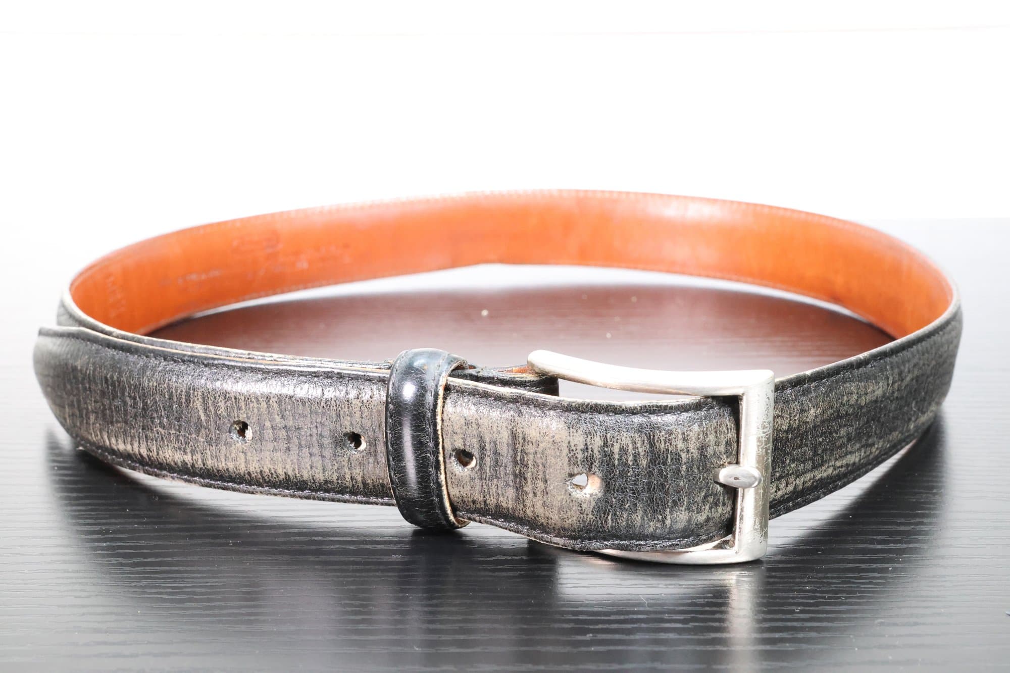 Coach Black Leather Belt Brown Interior Silver Hardware