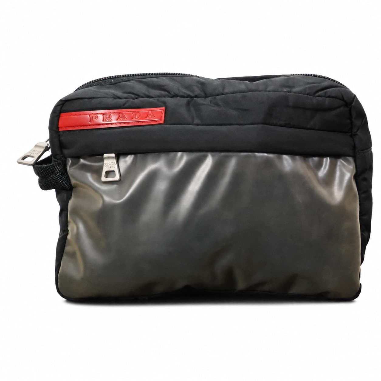 Prada Black Quilted Nylon Cosmetic Pouch Clutch Bag Toiletry Case