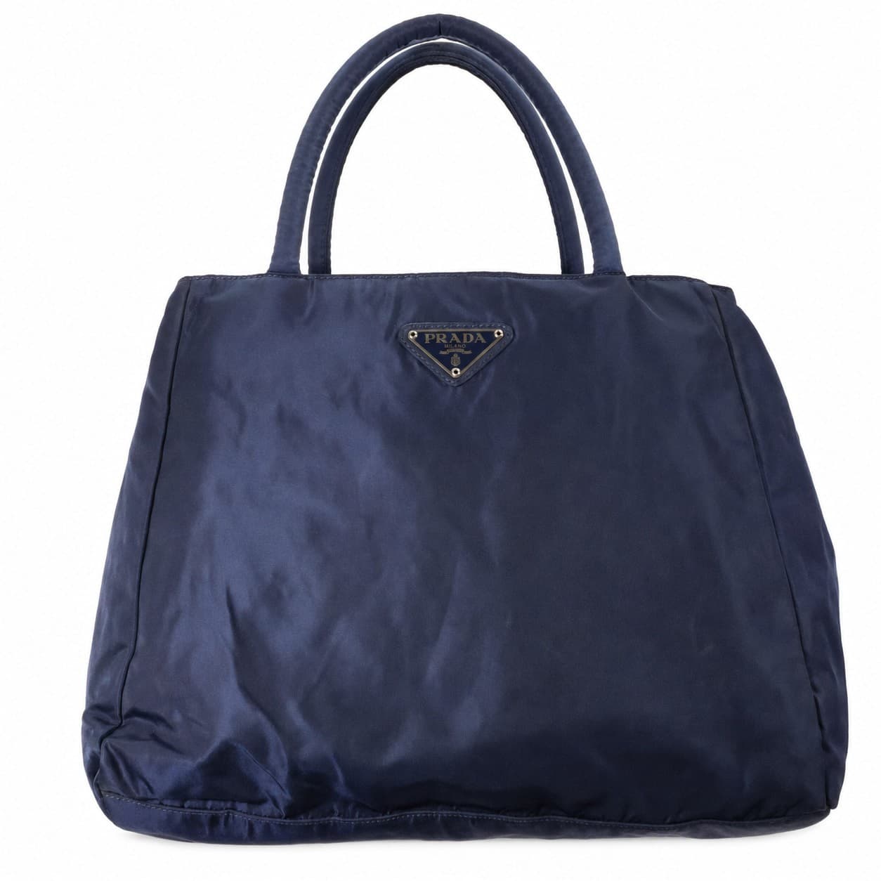 Prada Navy Blue Nylon Tessuto Tote Handbag Purse Bag Top Handle