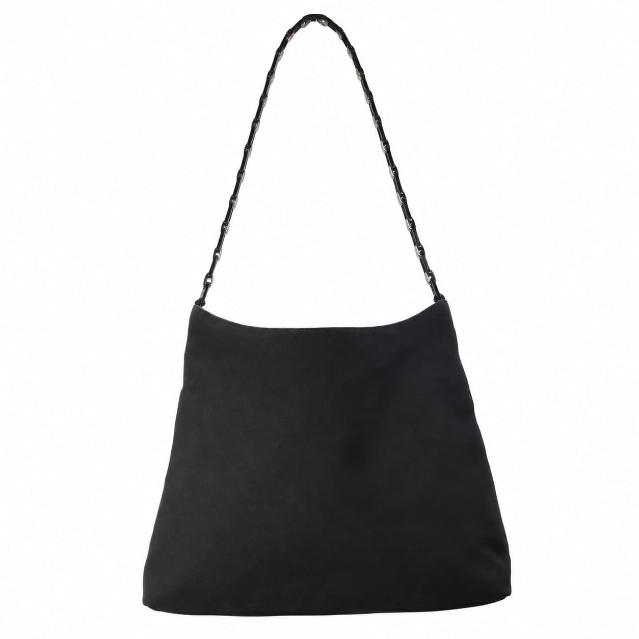 Salvatore Ferragamo Black Nylon Shoulder Bag Handbag Purse Chain Strap
