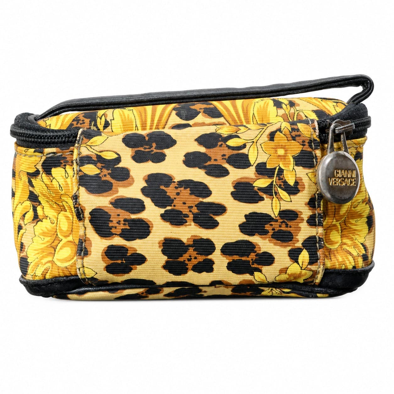 Gianni Versace Baroque Leopard Print Vanity Case Cosmetic Bag Handbag Purse handbags auction at Alighieri's