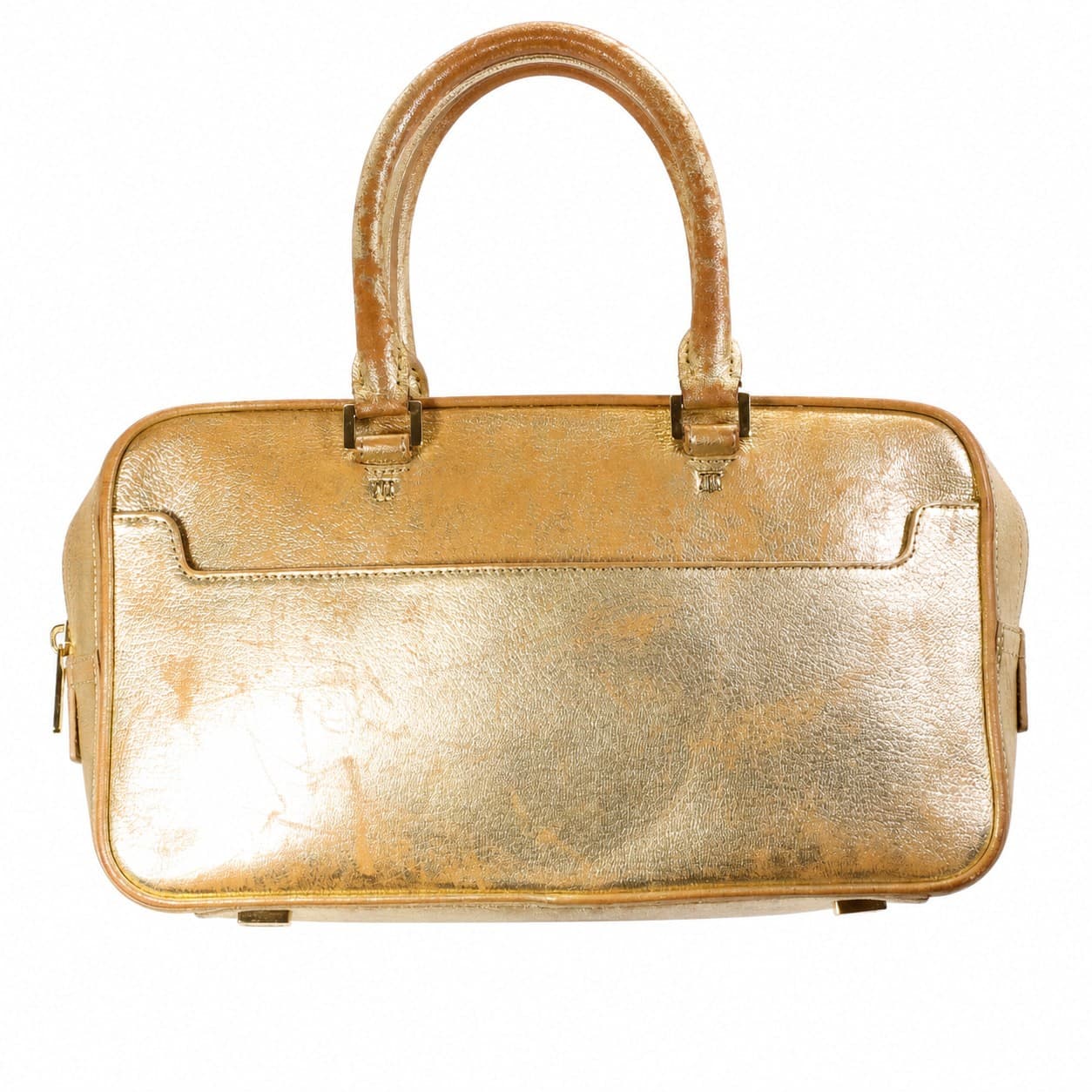 Céline Metallic Gold Leather Top Handle Handbag Purse Satchel Bag