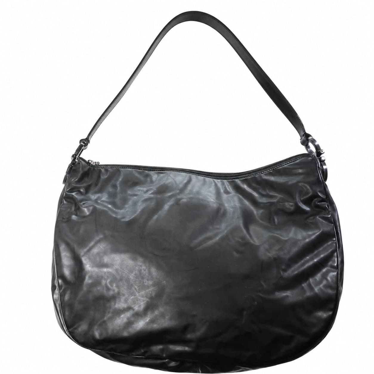 Salvatore Ferragamo Gancini Black Leather Hobo Shoulder Bag Handbag Purse
