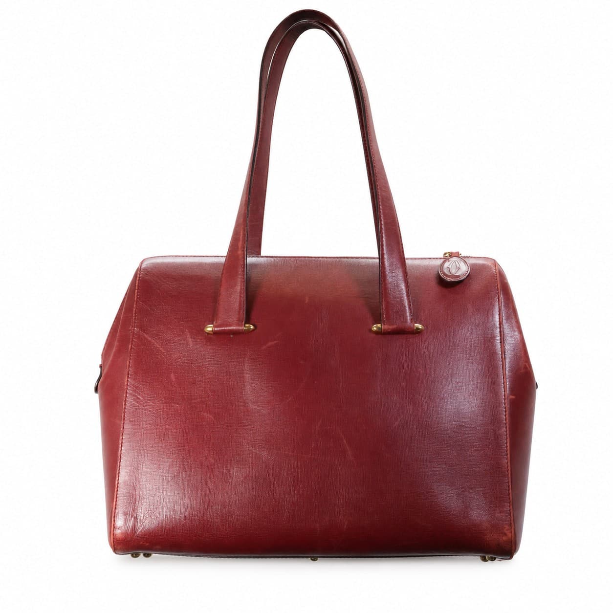 Cartier Burgundy Leather Shoulder Bag Handbag Purse Satchel