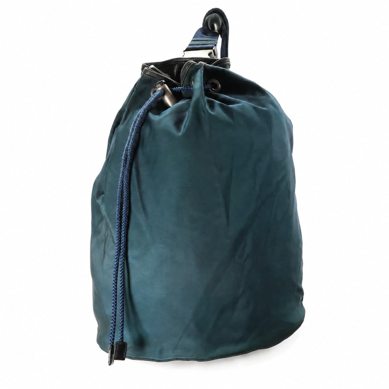 Prada Nylon Tessuto Drawstring Bucket Shoulder Bag Handbag Ocean Teal