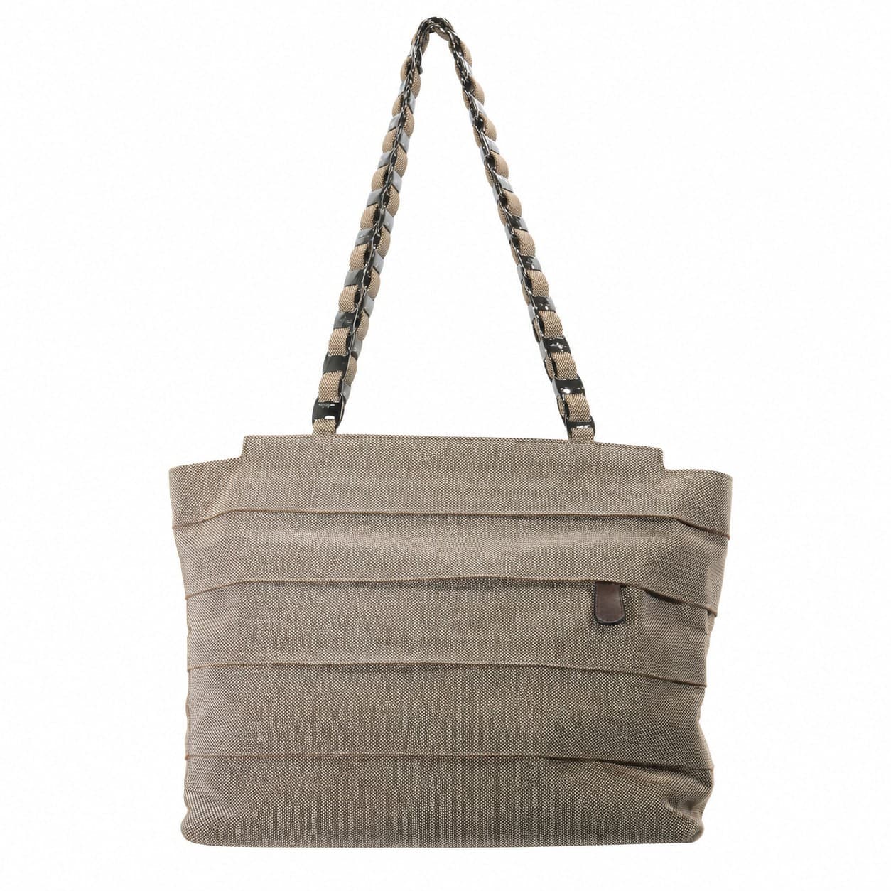 Salvatore Ferragamo Canvas Leather Shoulder Bag Handbag Purse Tote Beige