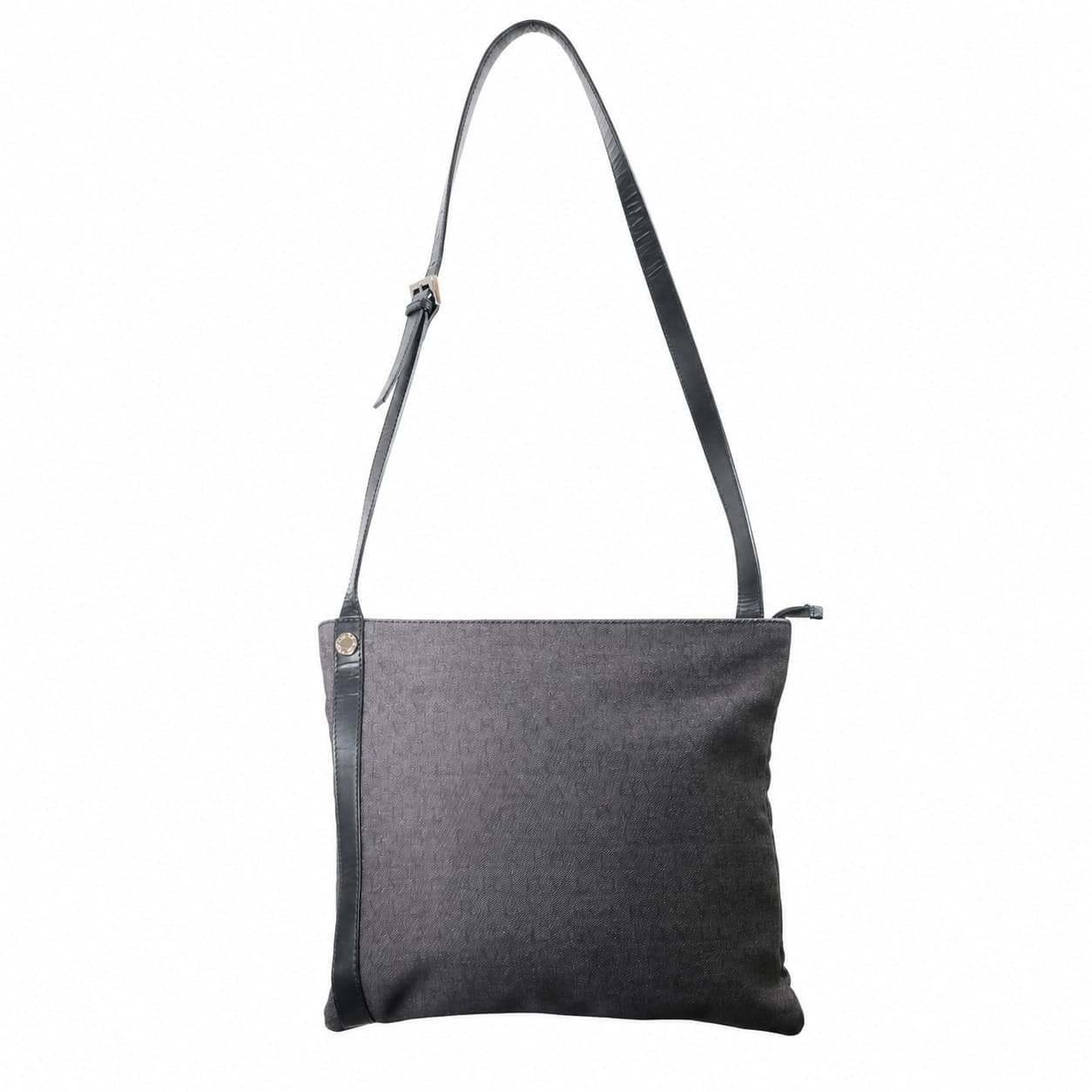 Bulgari Black Canvas Leather Crossbody Bag Messenger Shoulder Bag Purse