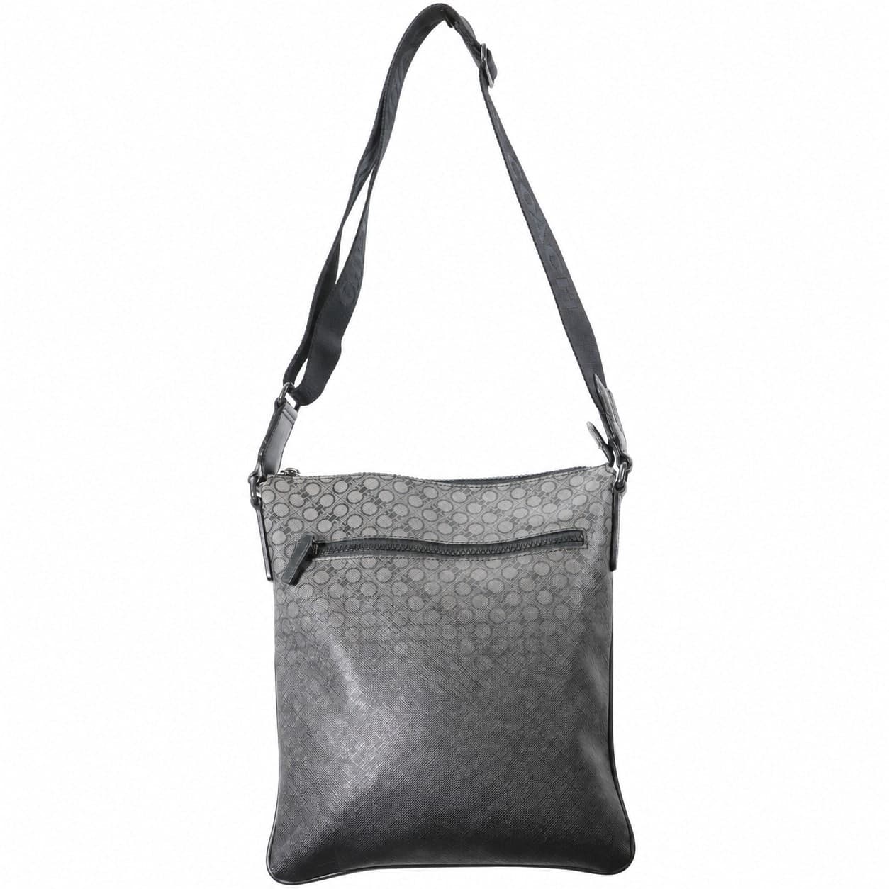 Salvatore Ferragamo Gray Saffiano Leather Gancini Crossbody Messenger Bag Handbag Purse