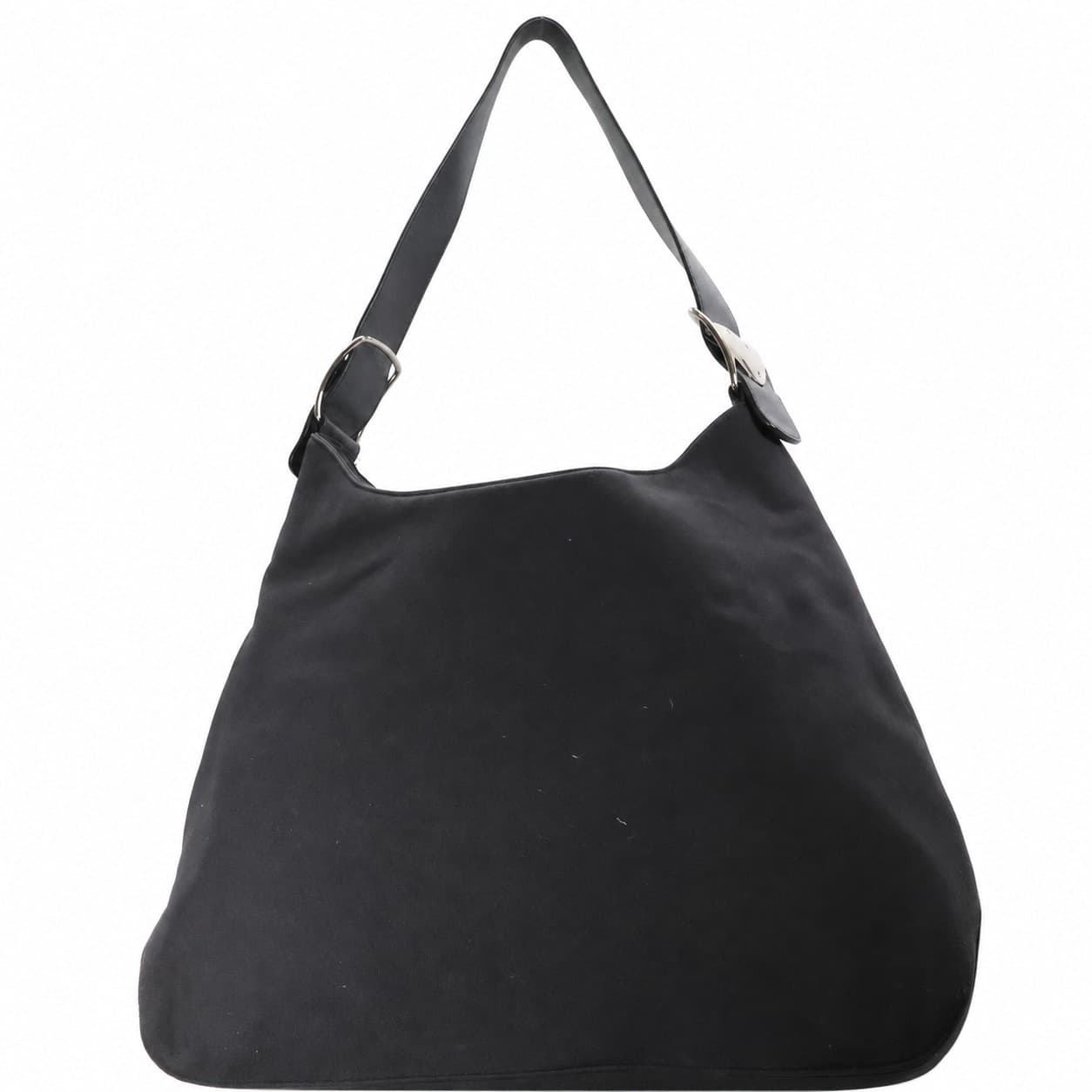 Salvatore Ferragamo Vala Black Canvas Nylon Shoulder Bag Hobo Purse