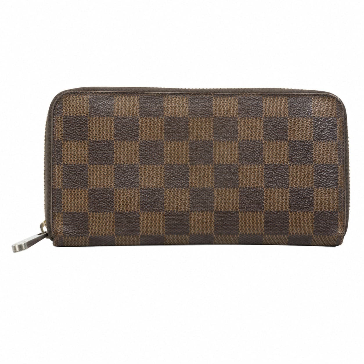 Louis Vuitton Damier Ebene Zippy Organizer Wallet Zip Around Canvas Brown