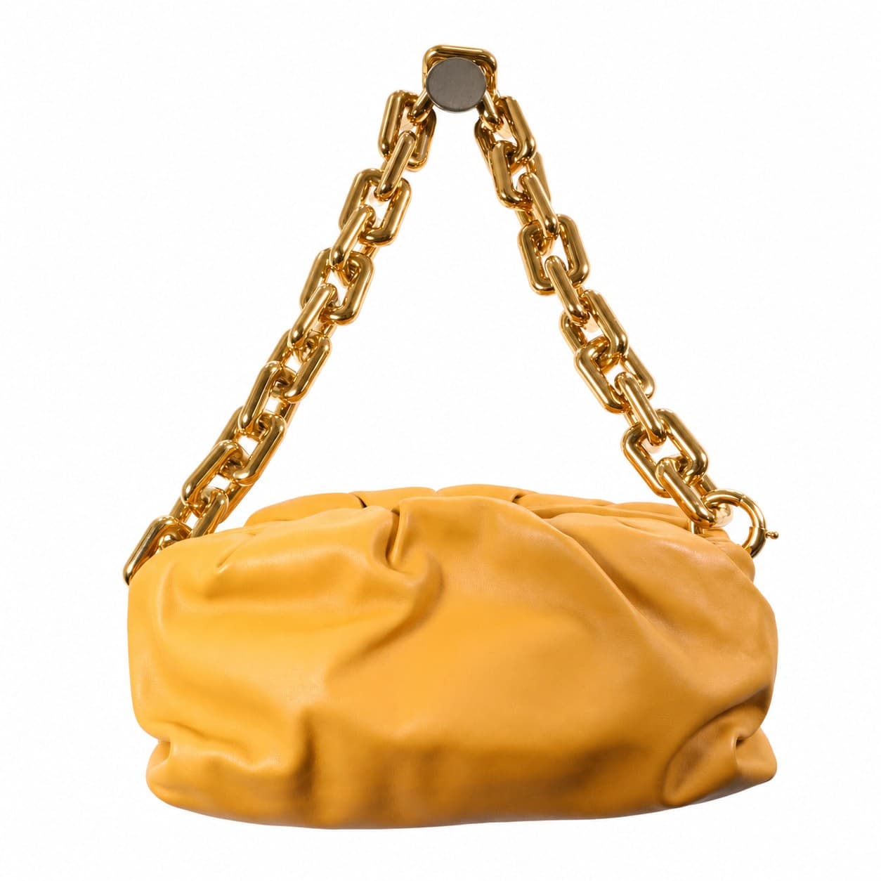 Bottega Veneta Chain Pouch Leather Handbag Purse Shoulder Bag Yellow Mustard Gold handbags auction at Alighieri's