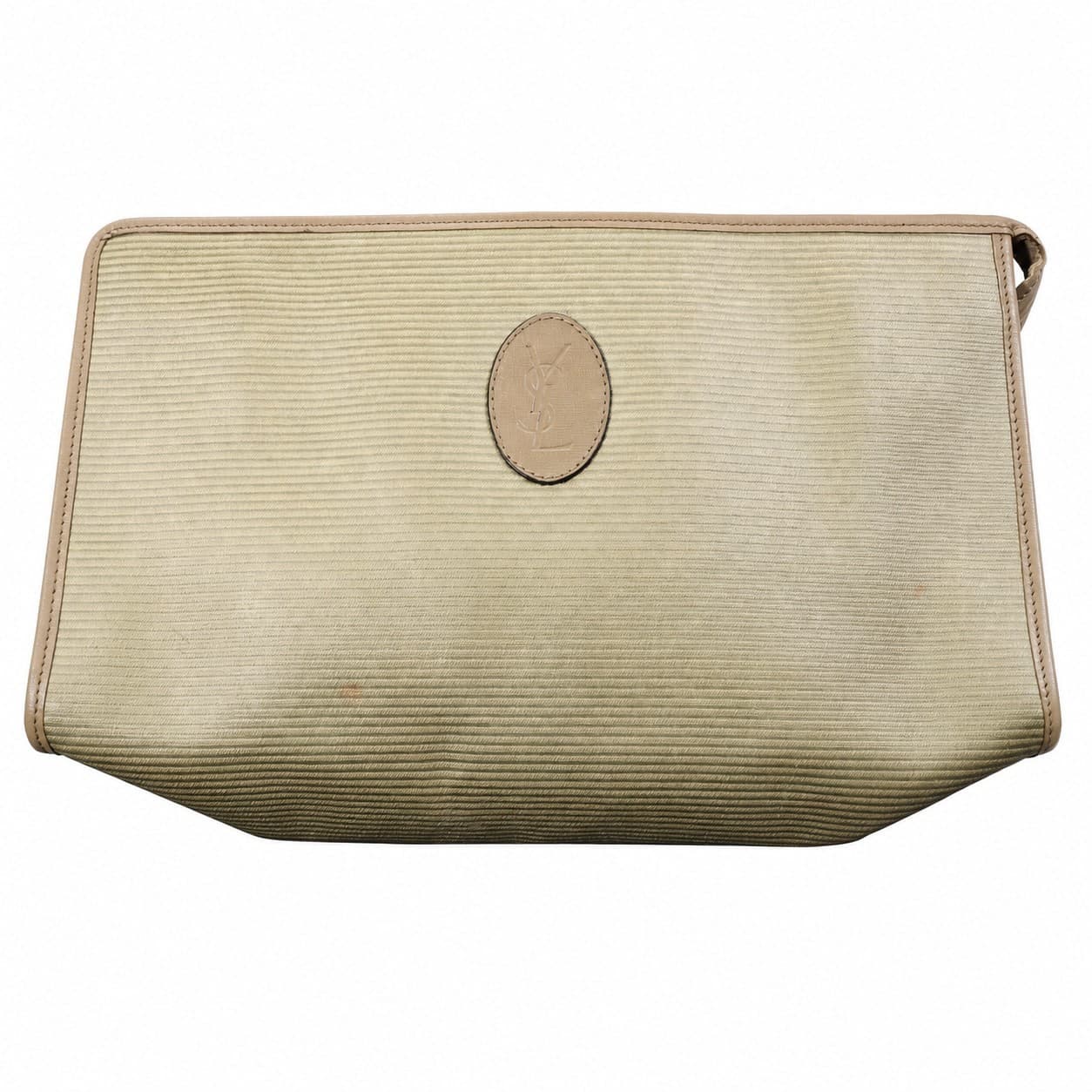 Yves Saint Laurent Beige Textured Leather Clutch Bag Purse Handbag YSL