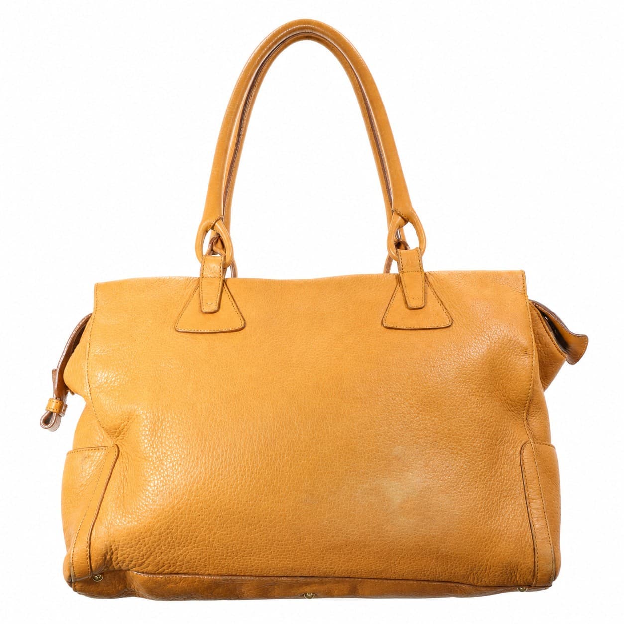 Salvatore Ferragamo Gancini Leather Satchel Shoulder Bag Handbag Tan Brown