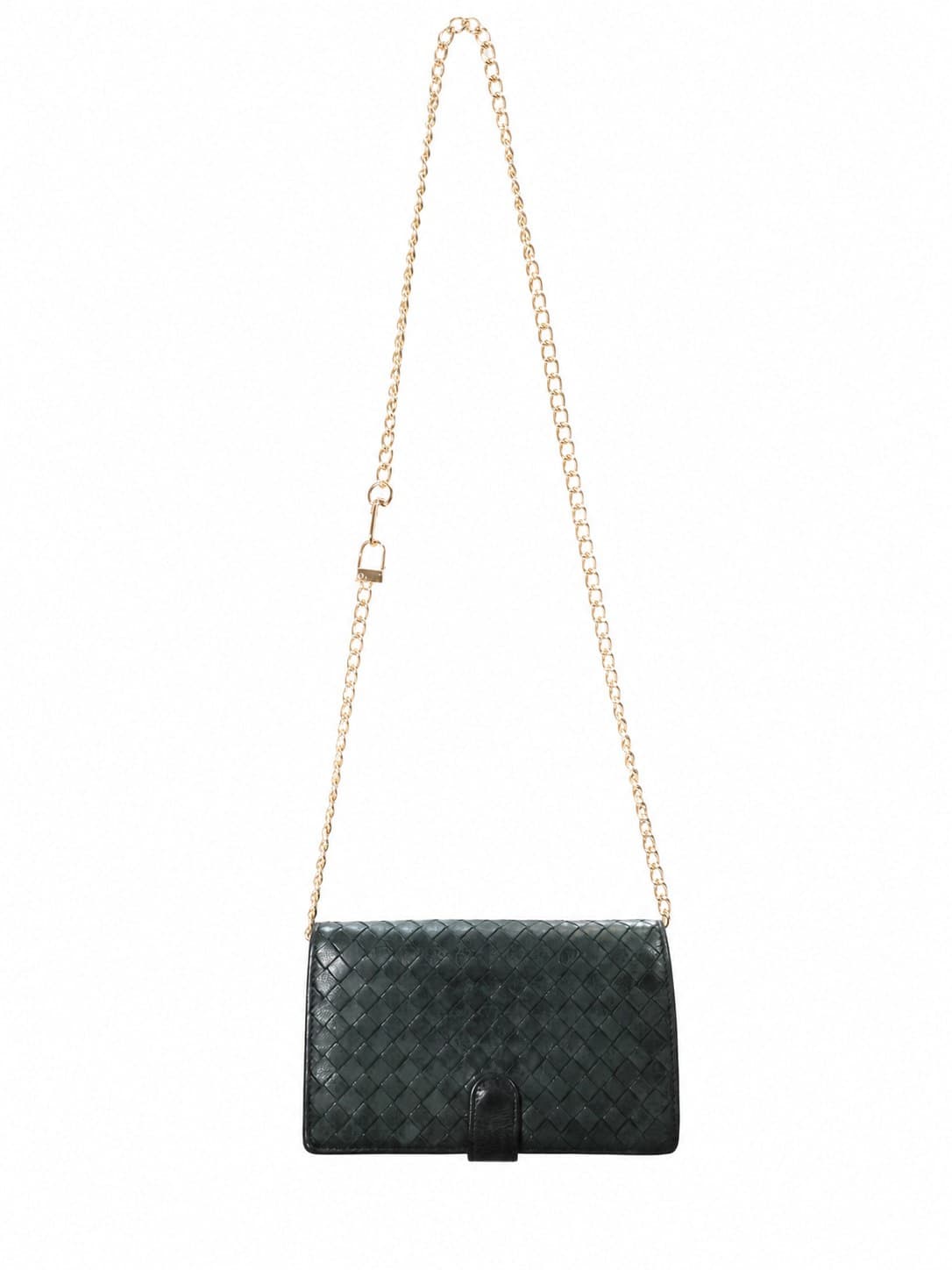 Bottega Veneta Black Intrecciato Leather Chain Shoulder Bag Crossbody Purse
