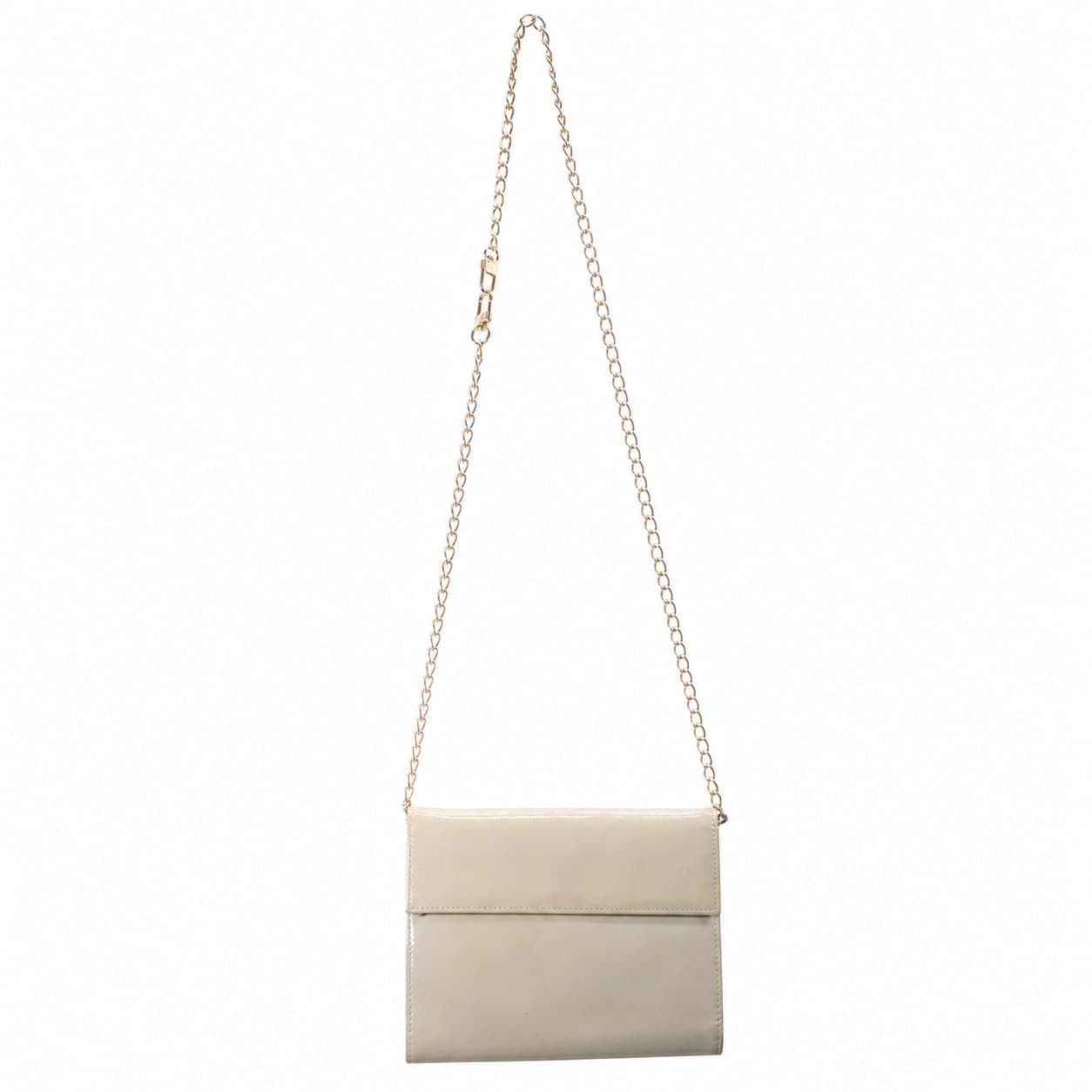 Prada Patent Leather Wallet On Chain Crossbody Bag Purse Handbag Cream Beige