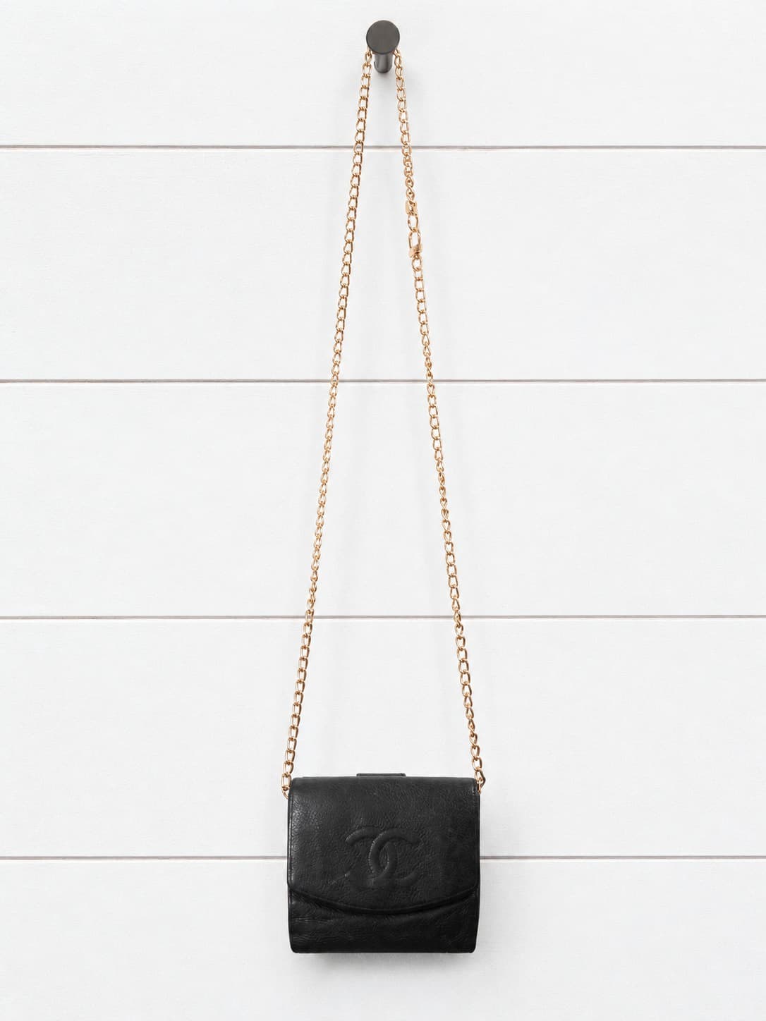 Chanel Black Caviar Leather Wallet On Chain WOC Crossbody Bag Purse Gold Hardware