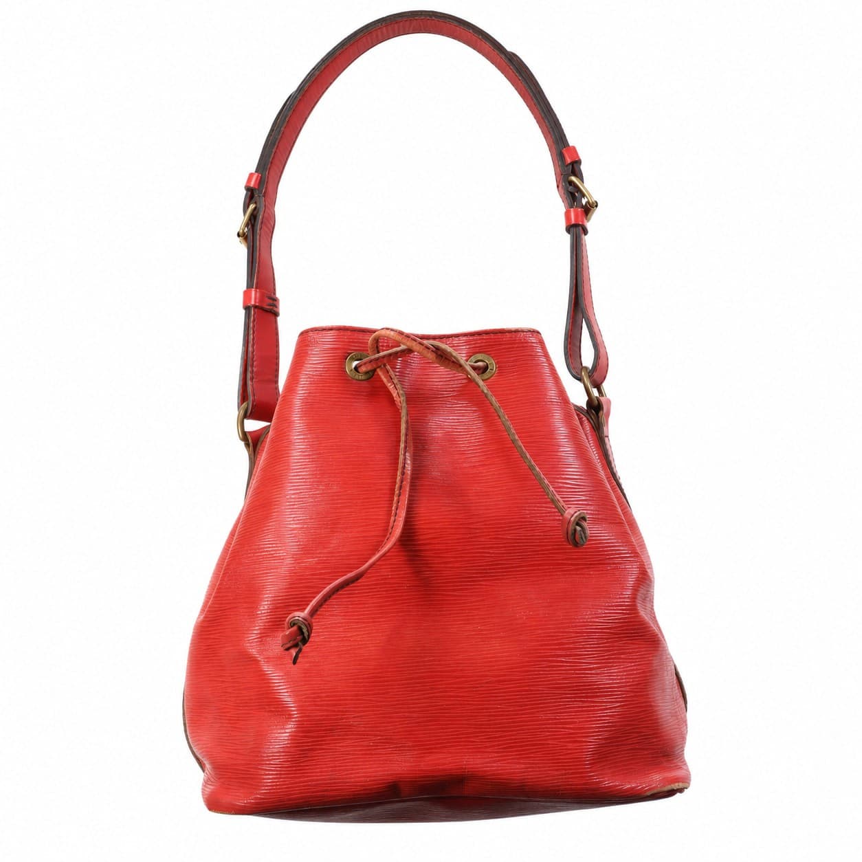 Louis Vuitton Noé Epi Leather Drawstring Bucket Shoulder Bag Handbag Purse Red