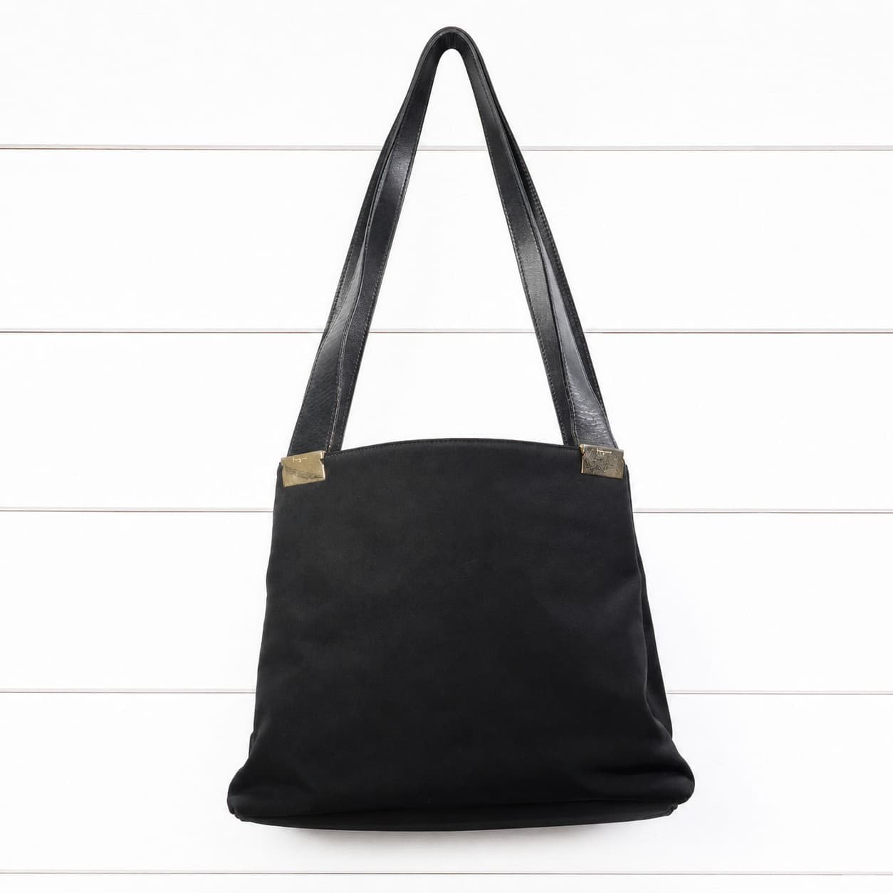 Salvatore Ferragamo Black Suede Leather Shoulder Bag Handbag Purse