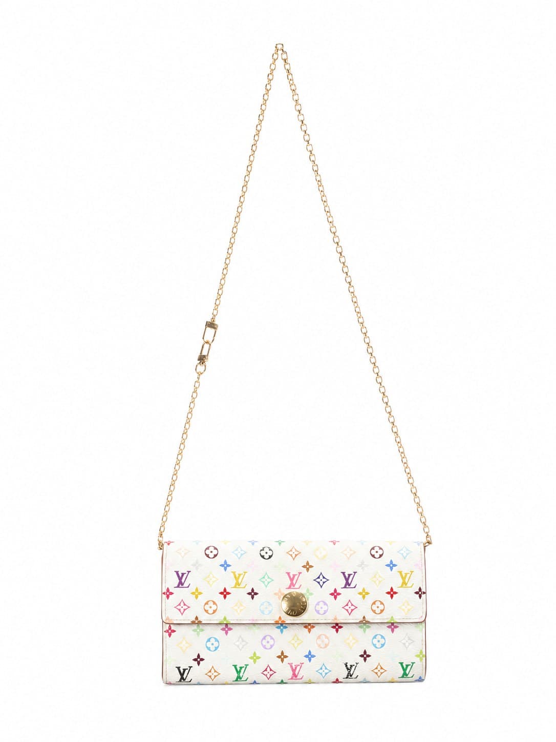 Louis Vuitton Multicolore Blanc Pochette Wallet Chain Bag White Monogram Canvas