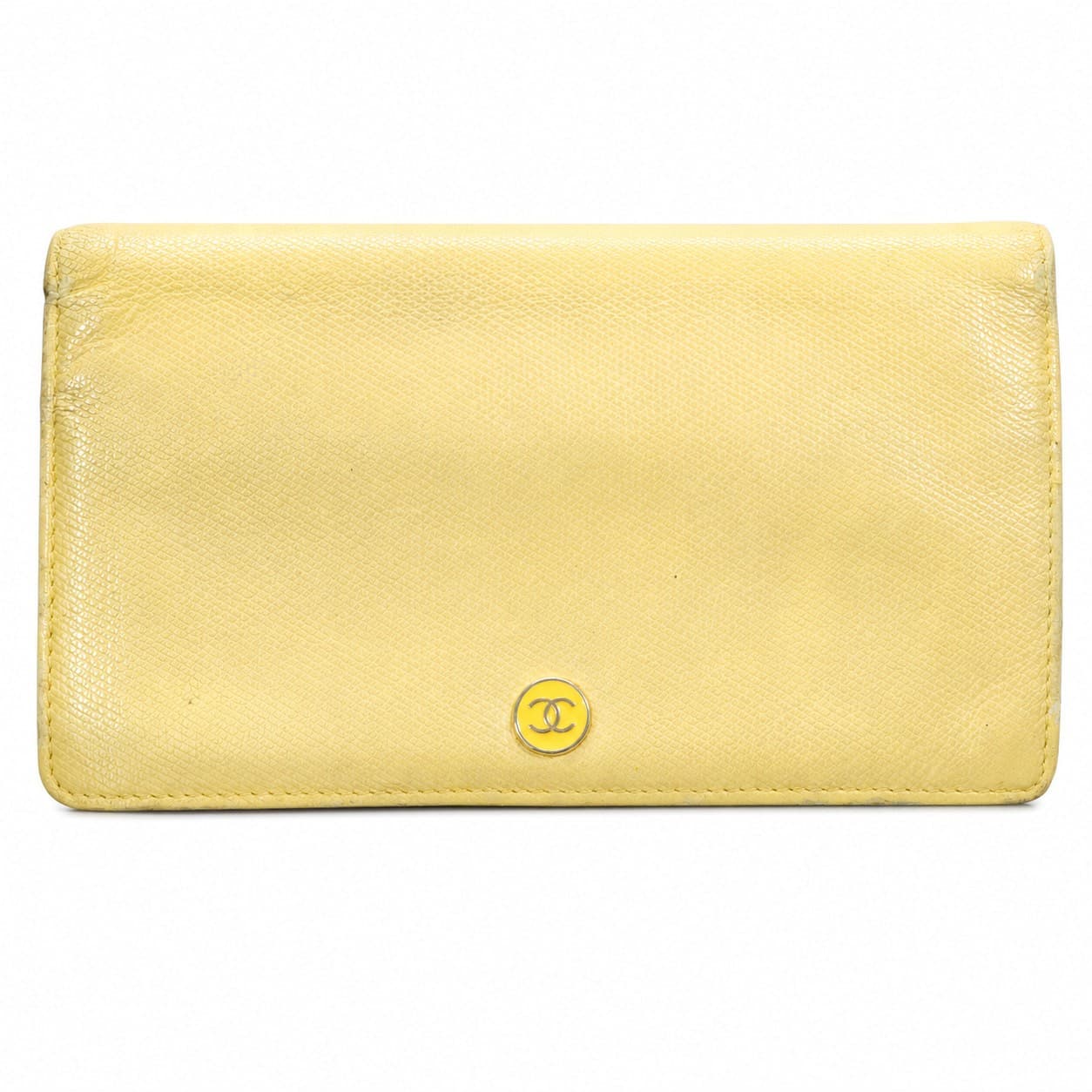 Chanel Caviar Leather Long Wallet Clutch Yellow Gold Hardware
