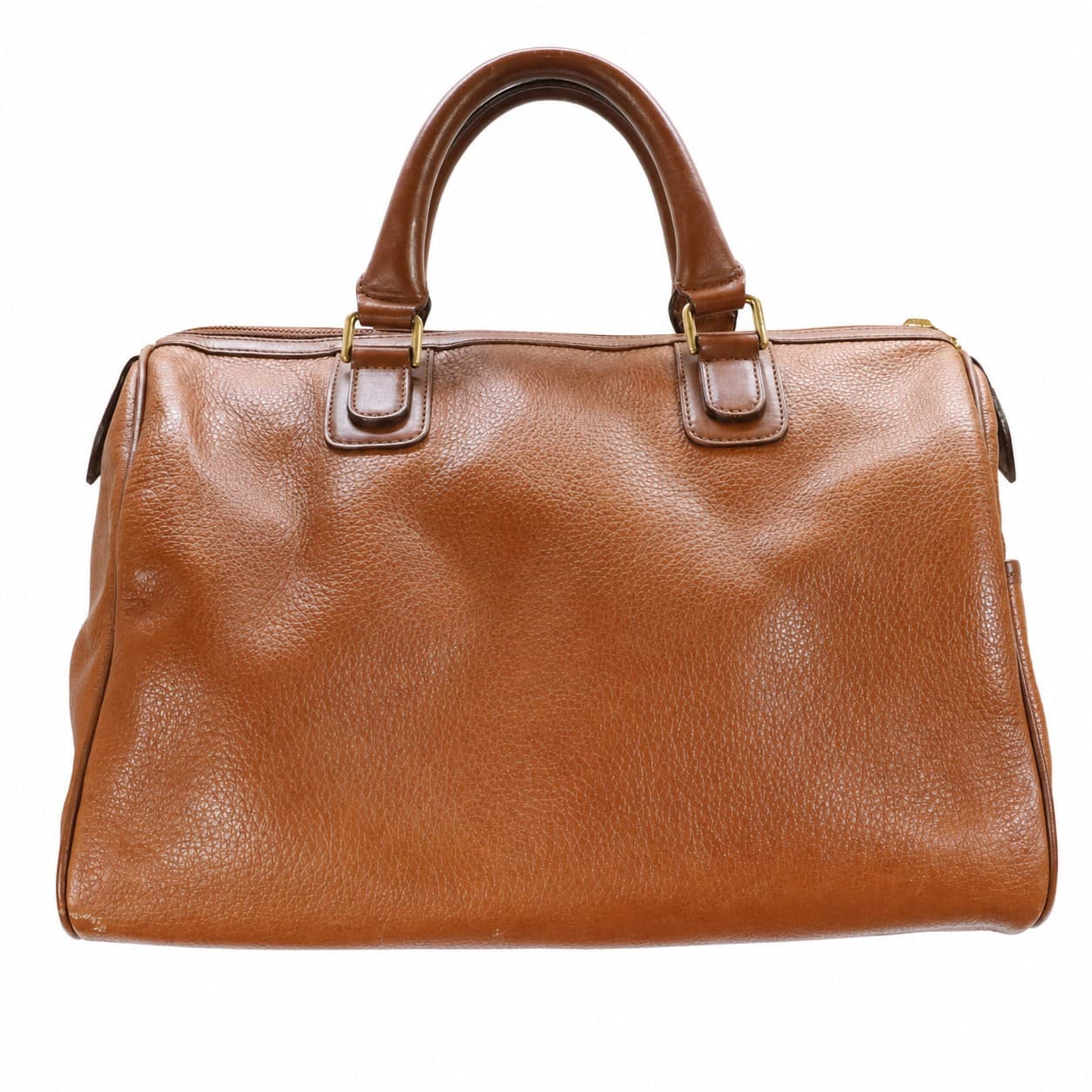 Burberry Brown Pebbled Leather Top Handle Satchel Bag Handbag Purse