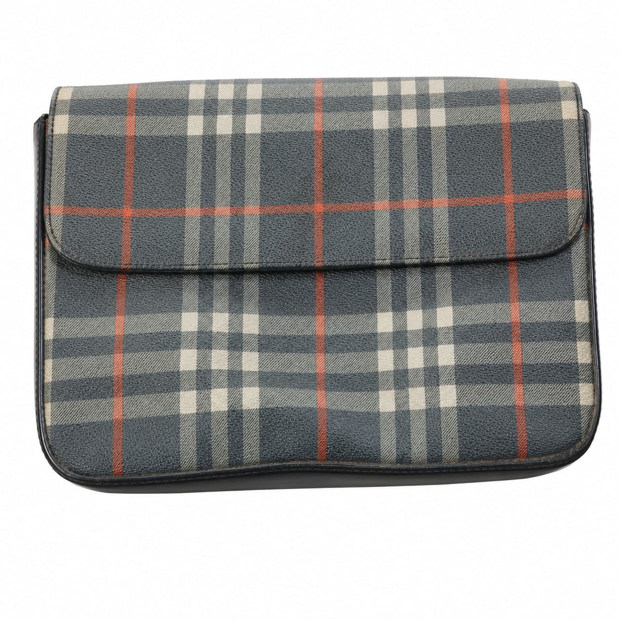 Burberry Tartan Check Coated Canvas Leather Shoulder Bag Handbag Purse