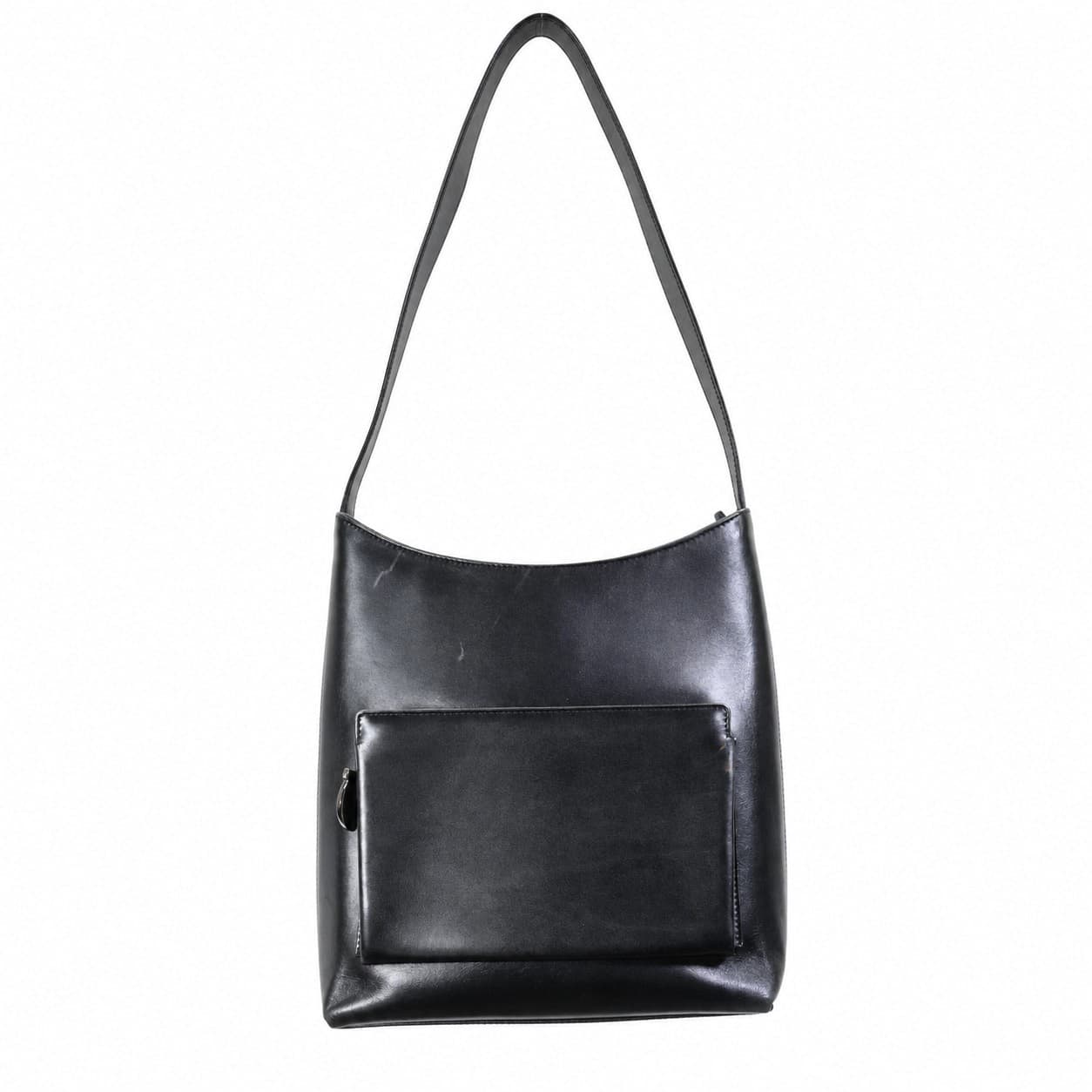 Salvatore Ferragamo Black Leather Shoulder Bag Handbag Purse Gancini