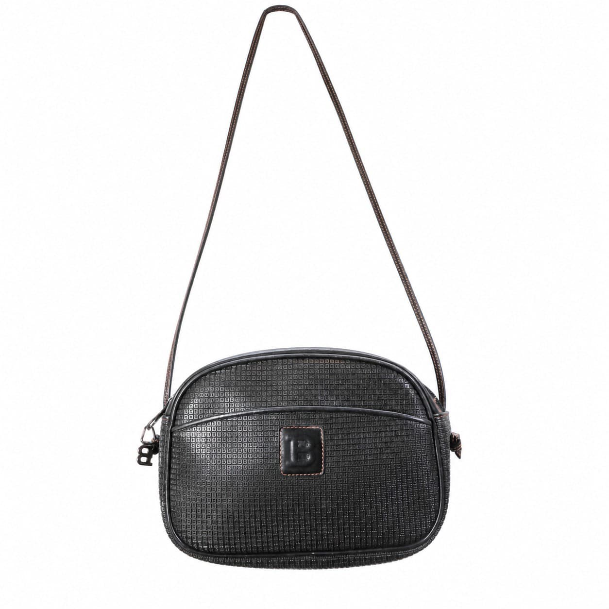 Bally Embossed Leather Camera Bag Crossbody Shoulder Bag Purse Black