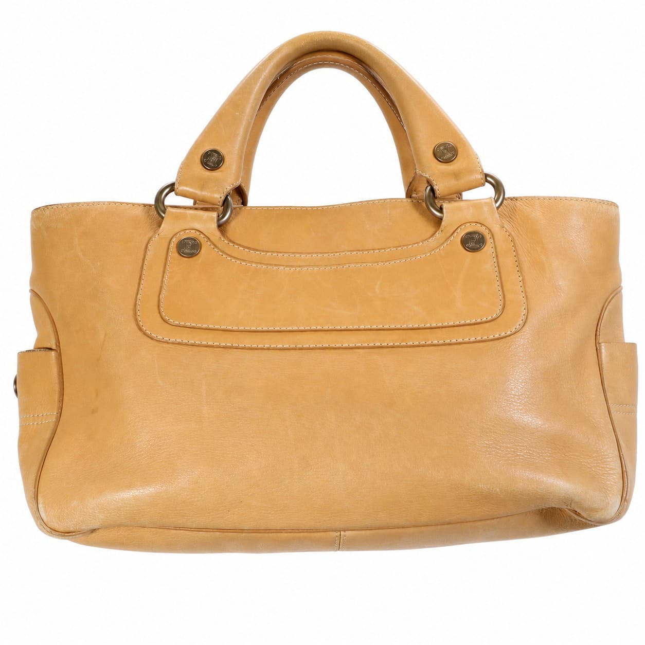 Celine Boogie Leather Handbag Purse Bag Tan Satchel Top Handle Tote
