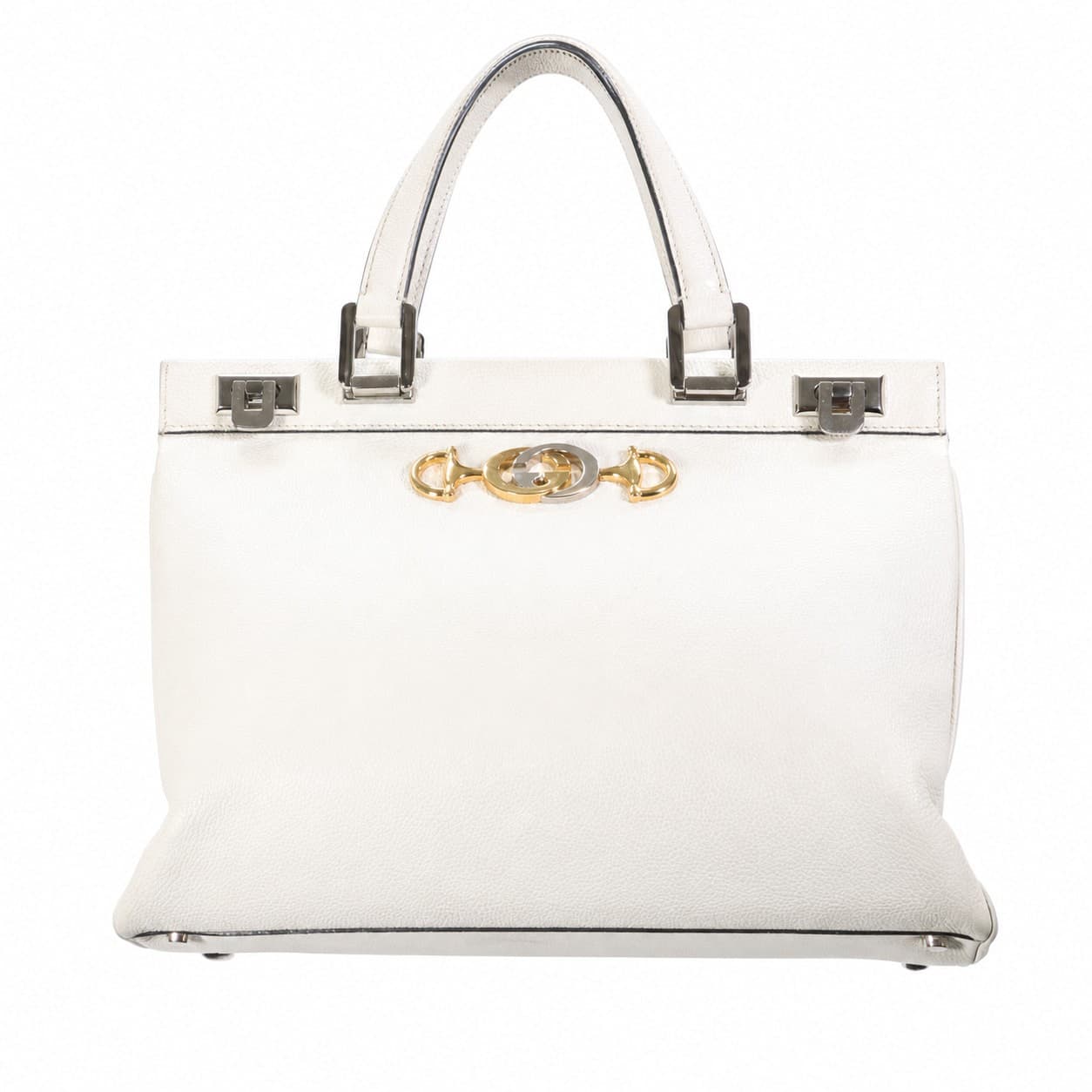 Gucci Zumi Medium Leather Top Handle Bag Handbag Purse White